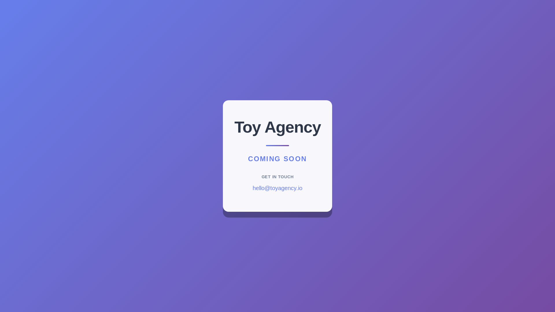 website screenshot of https://toyagency.io/