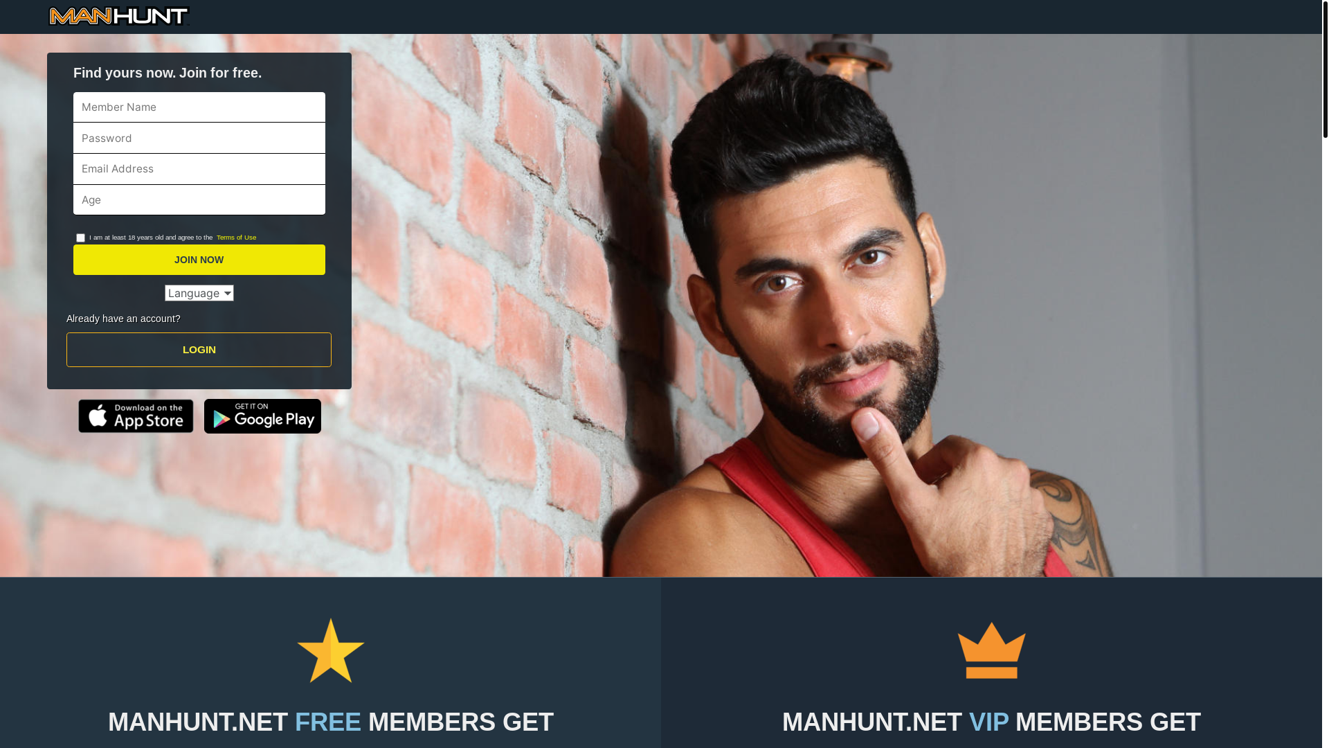 website screenshot of https://manhunt.net