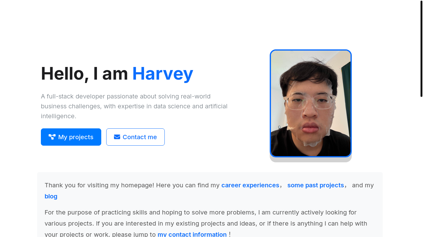 website screenshot of https://harveywork.com/