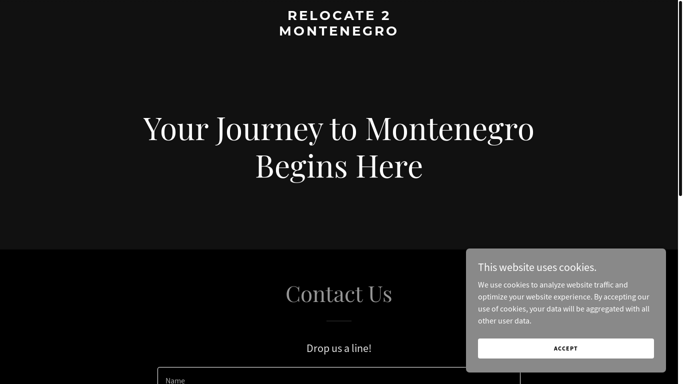 website screenshot of https://relocate2montenegro.com/