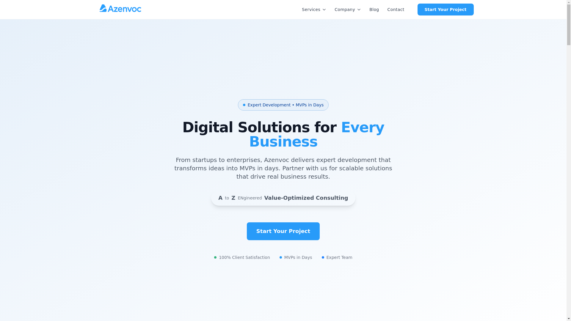 website screenshot of https://azenvoc.com/