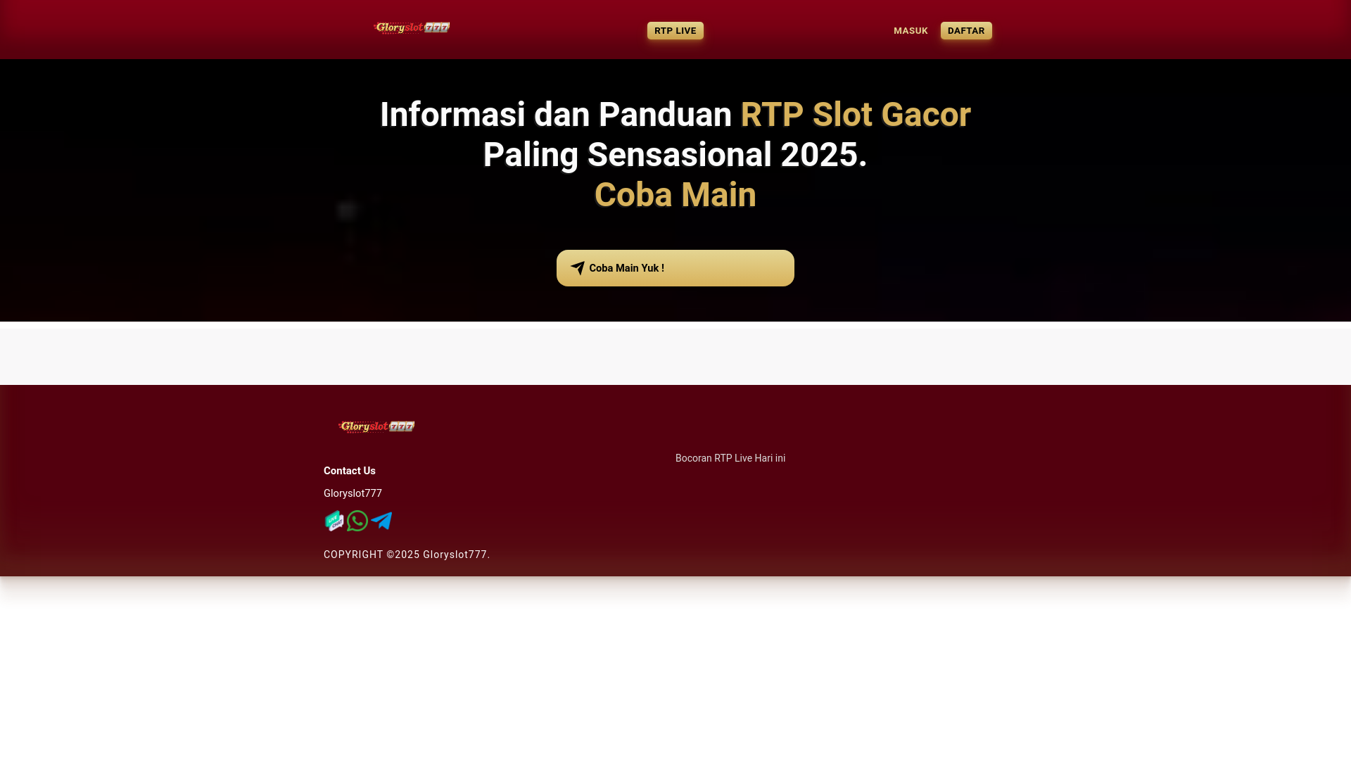 website screenshot of https://rtpmenang1-gloryslot777.pages.dev/