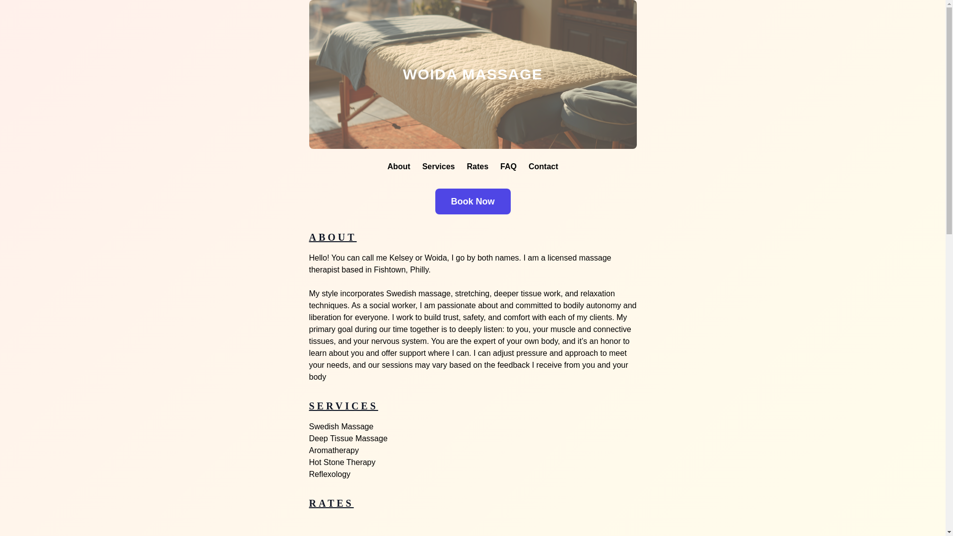 website screenshot of https://woidamassage.com/