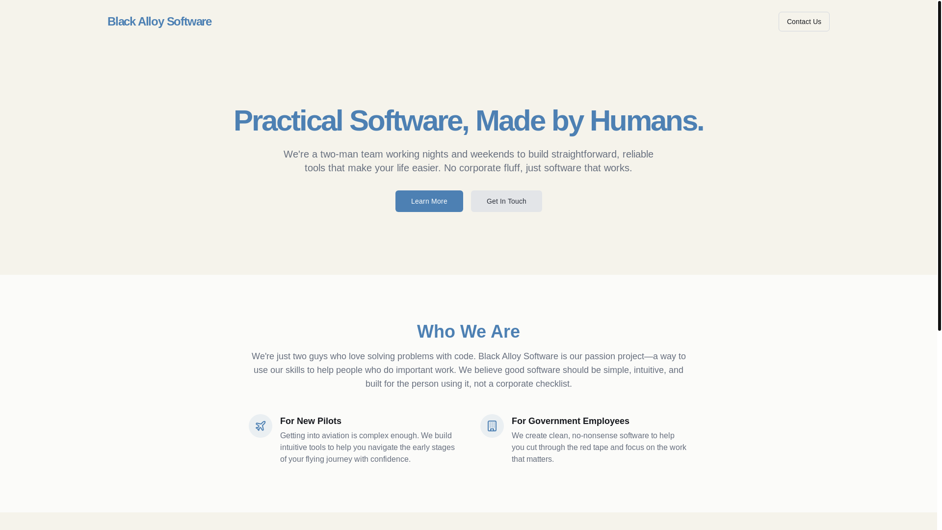 website screenshot of https://blackalloysoftware.com/