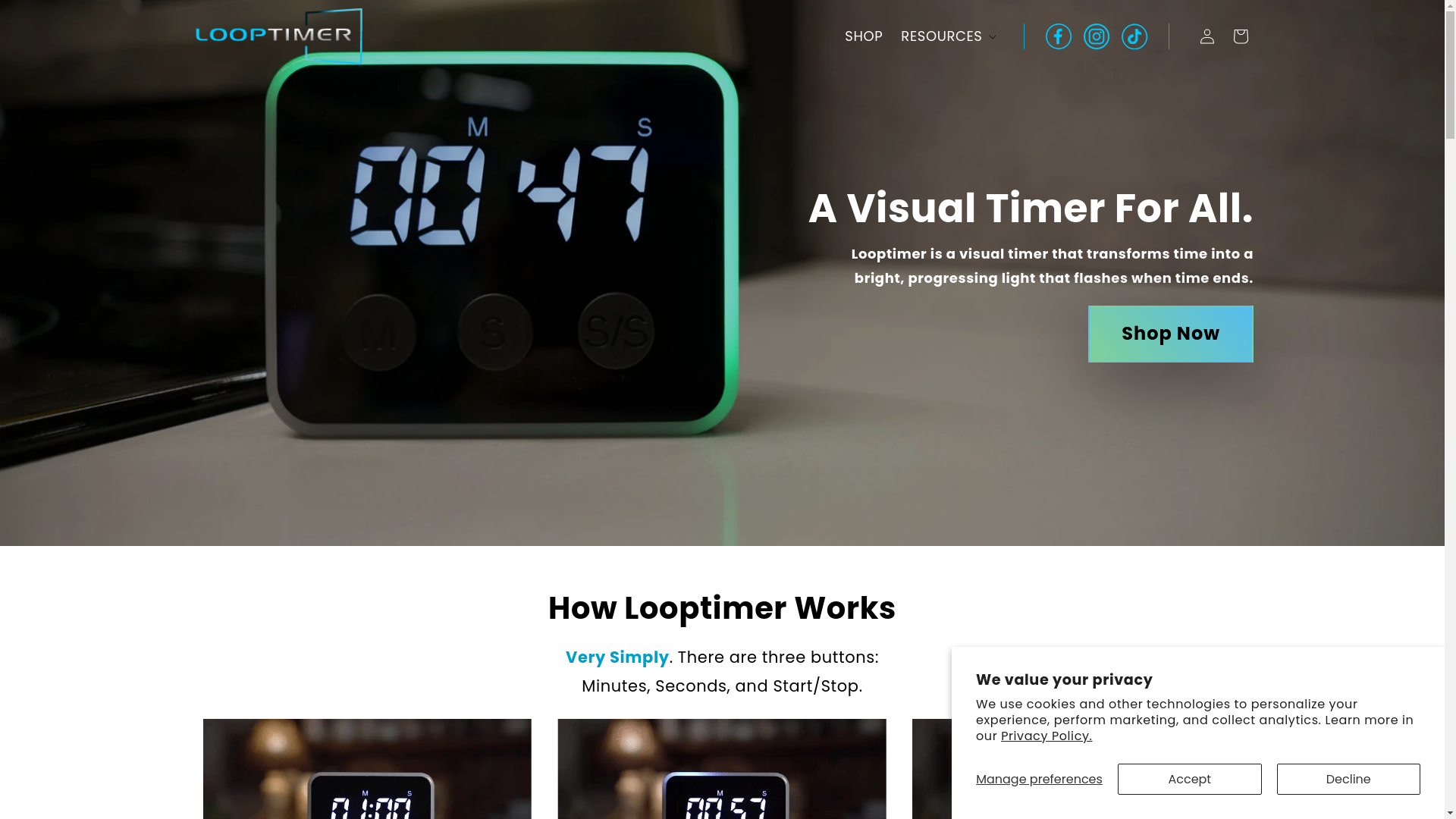 website screenshot of https://looptimer.com/