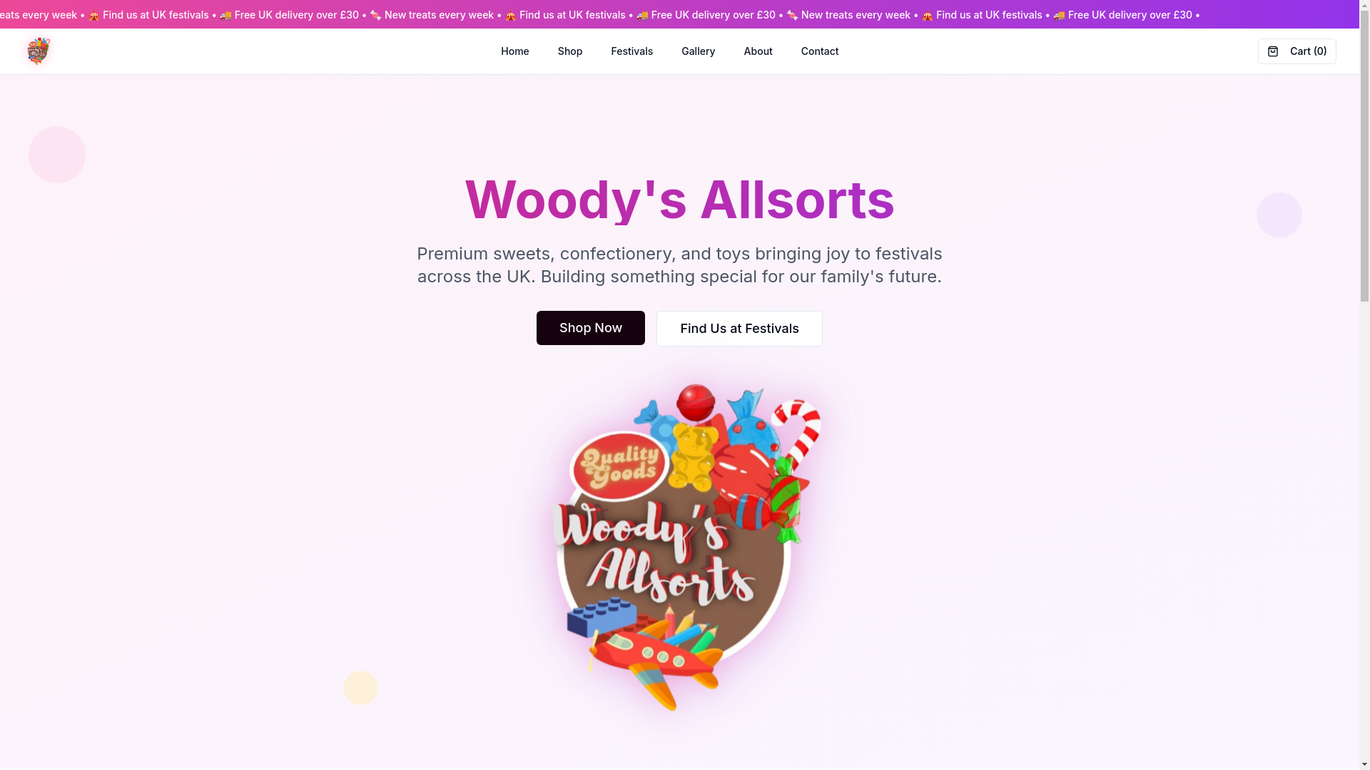 website screenshot of https://woodysallsorts.com/
