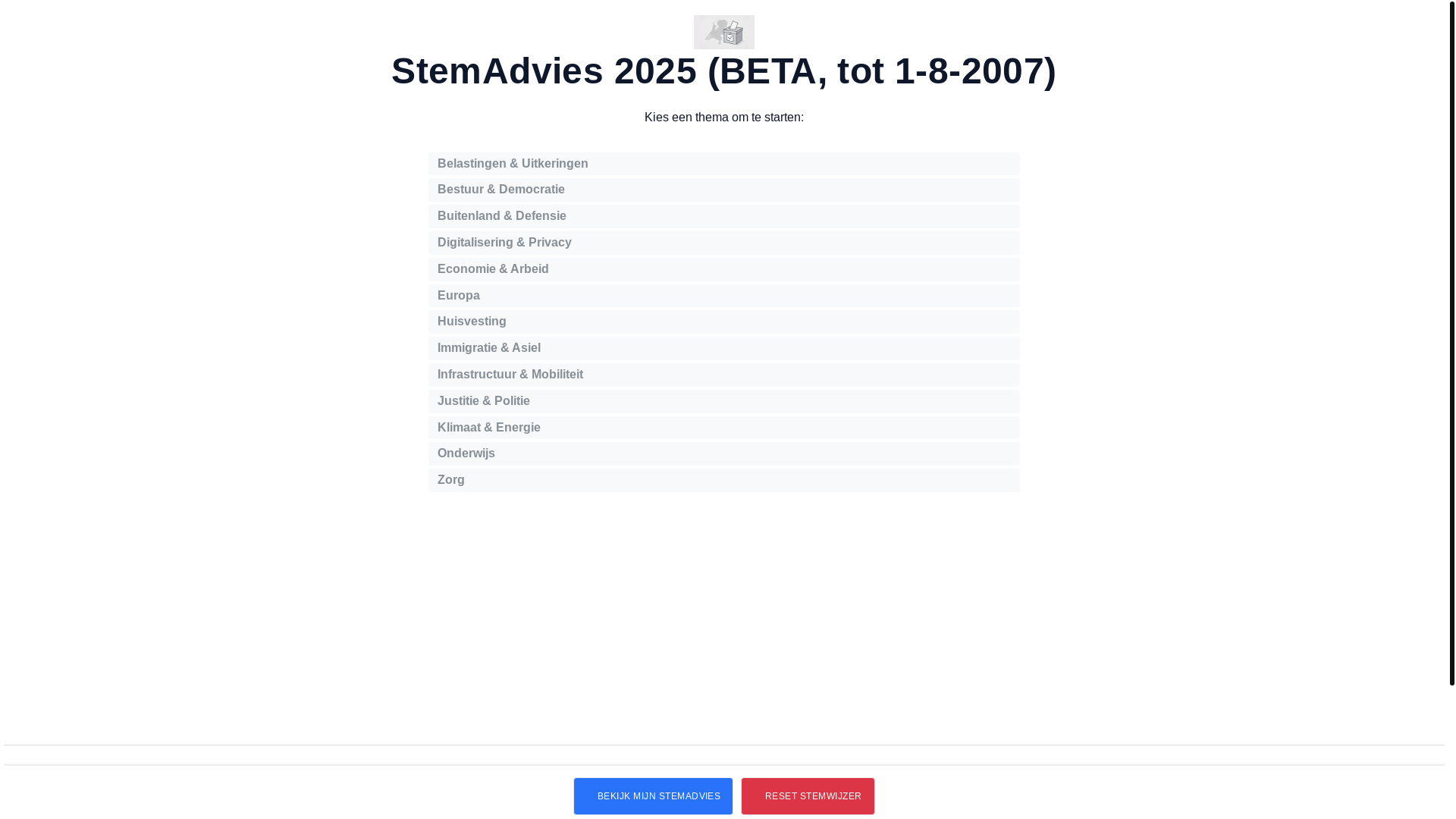 website screenshot of https://stemmen2025.nl/