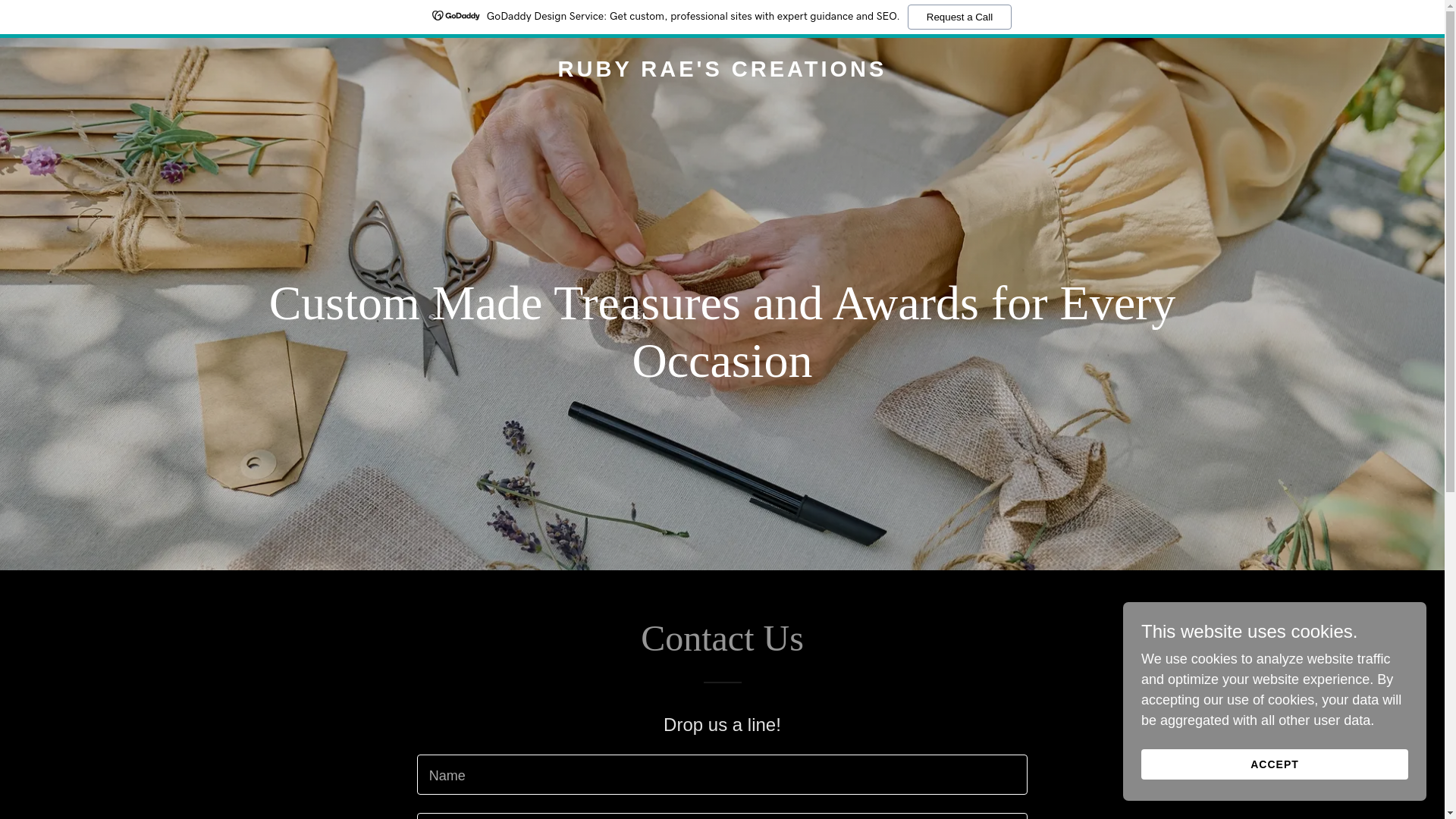 website screenshot of https://rubyraescreations.com/