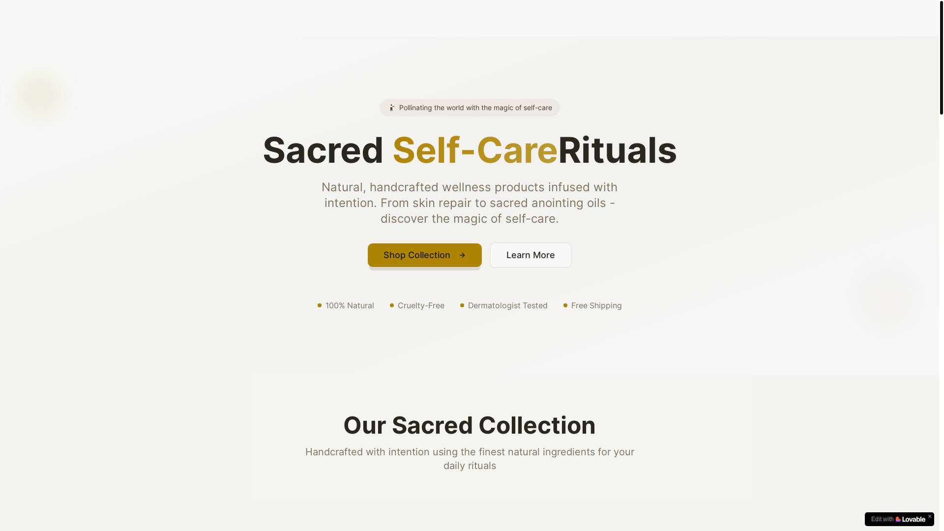 website screenshot of https://beedevinenaturalline.com/