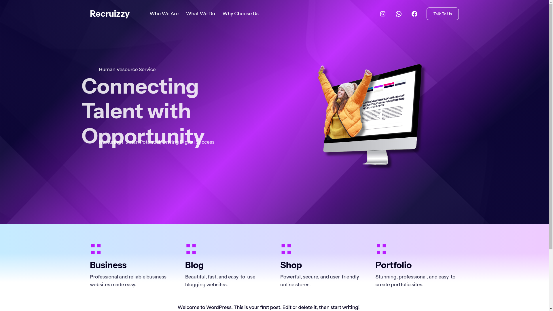 website screenshot of https://recruizzy.com/