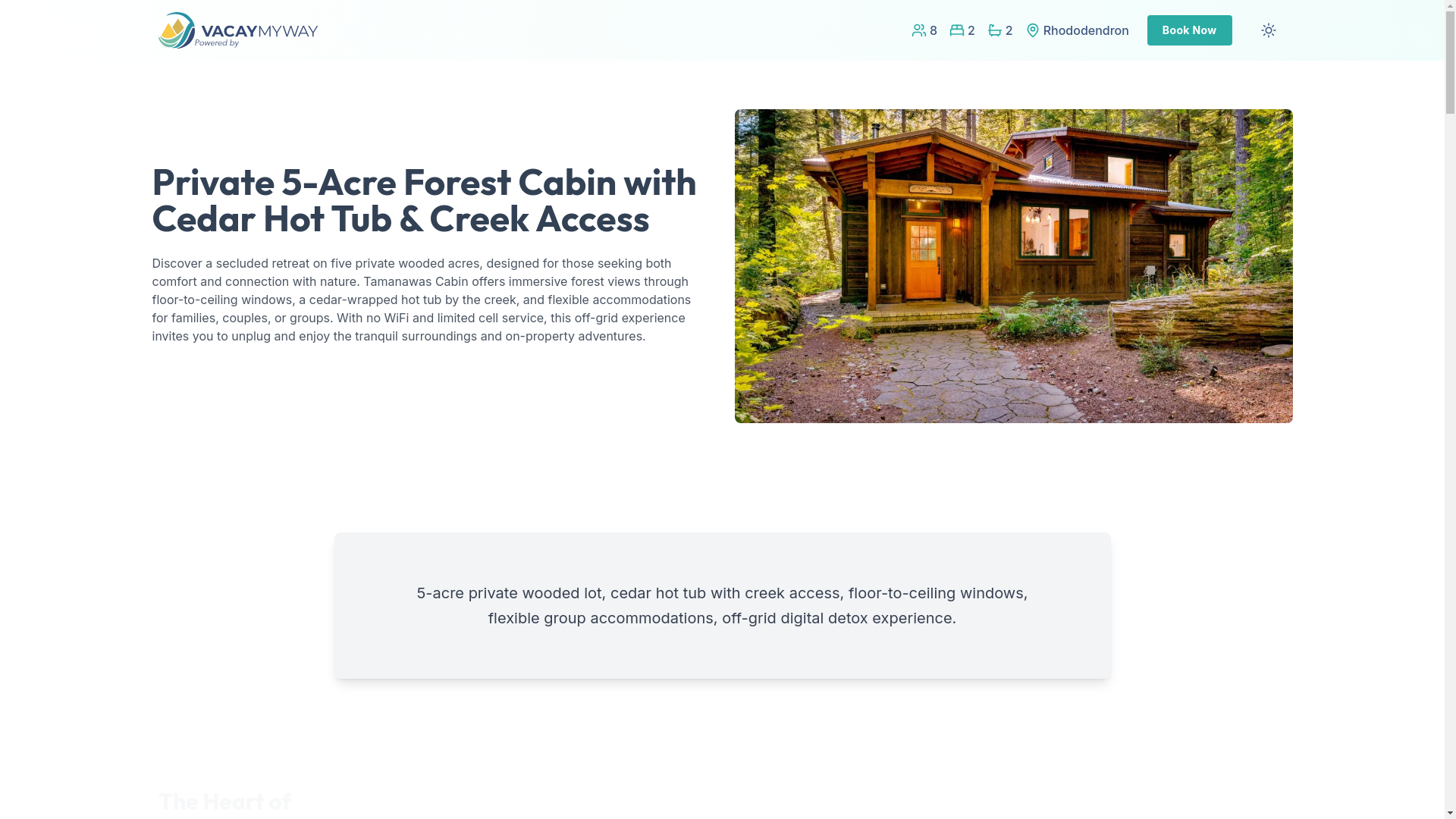 website screenshot of https://tranquilhood.vacations/
