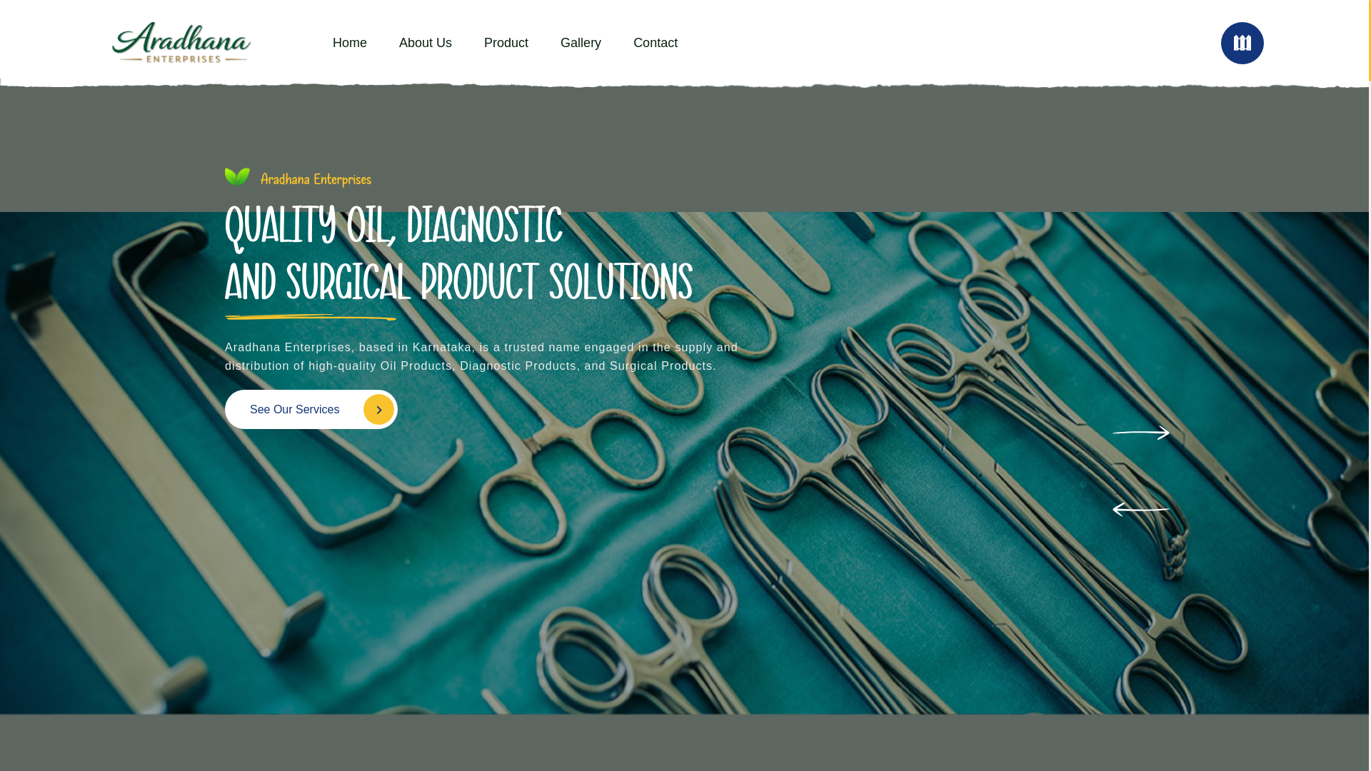 website screenshot of https://aradhanaenterprises.co/