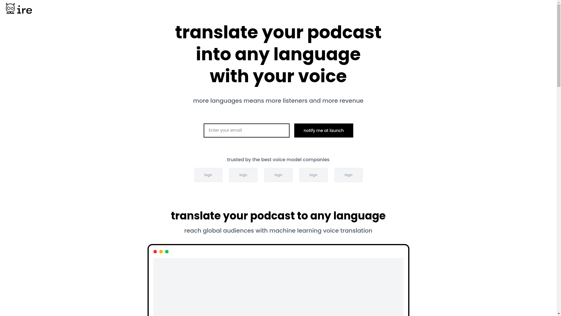website screenshot of https://ire-landing-page-p15oo.sevalla.page