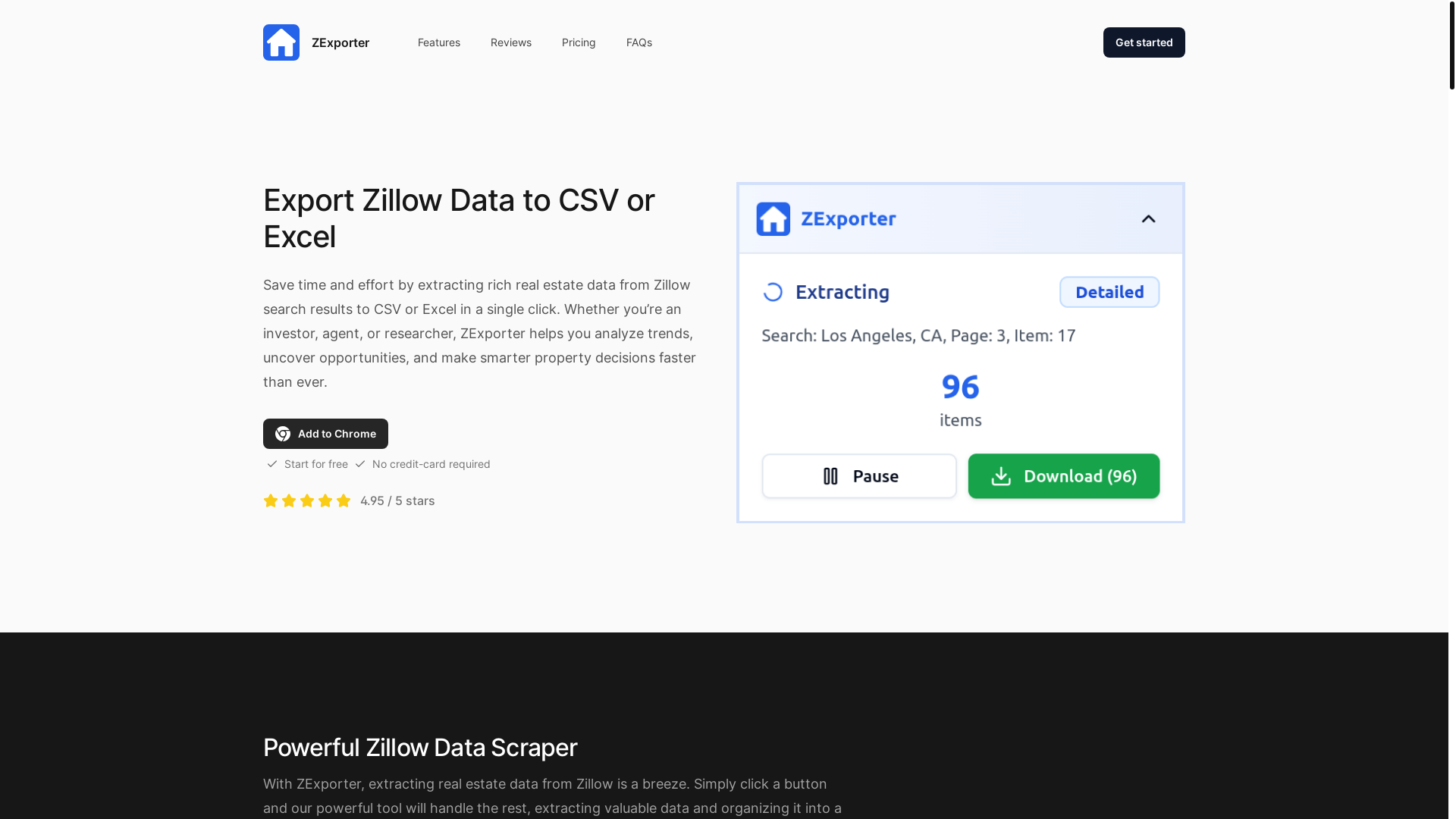 website screenshot of https://zexporter.pages.dev/