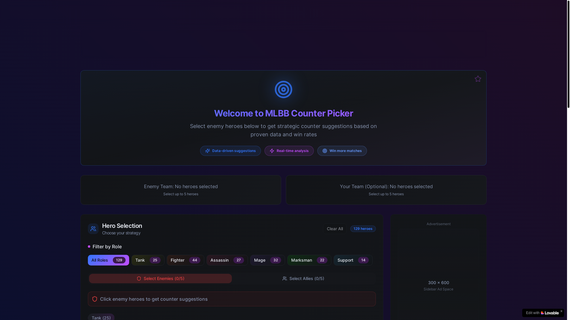 website screenshot of https://mlherocounters.com/