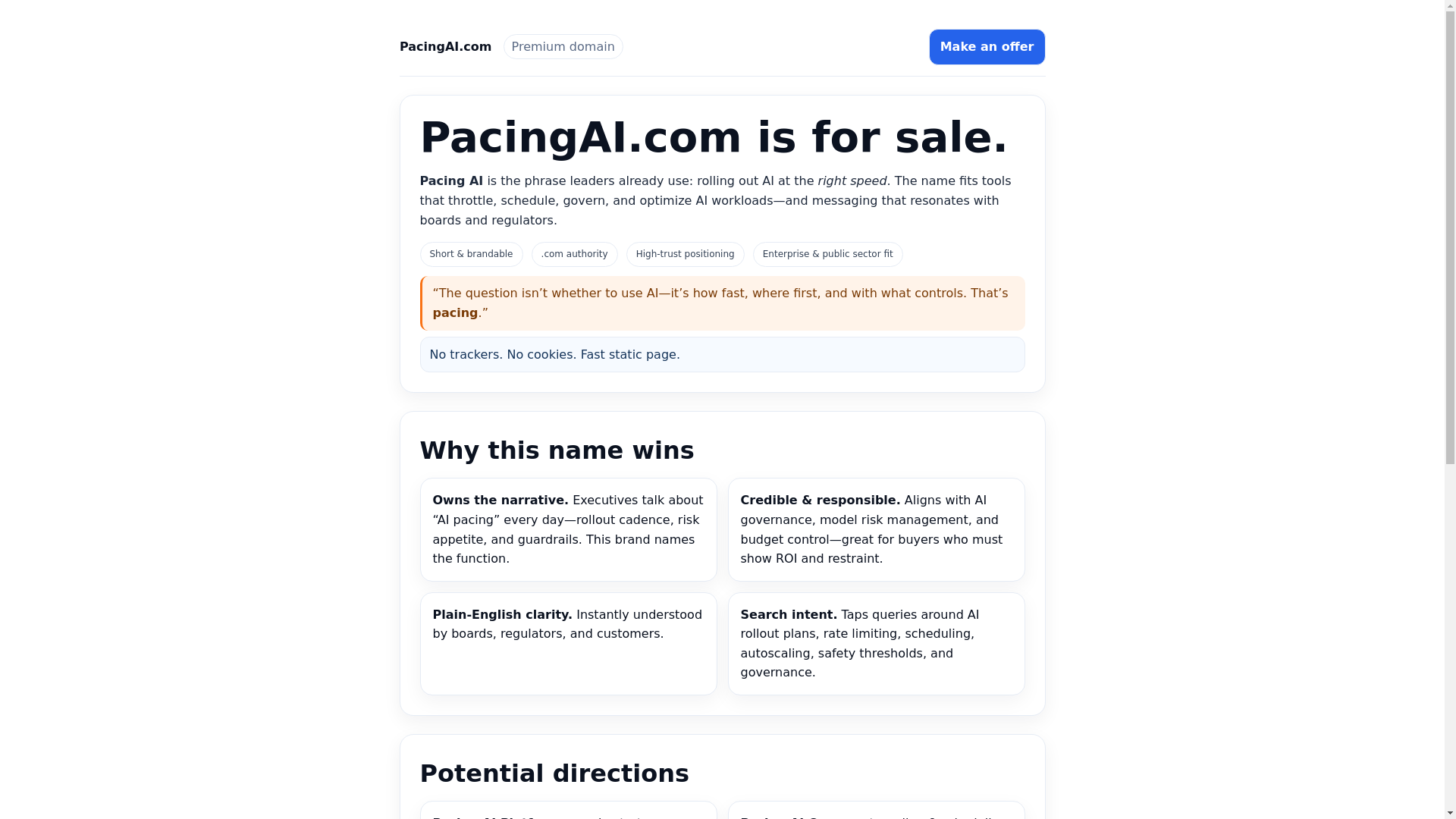 website screenshot of https://pacingai.com/