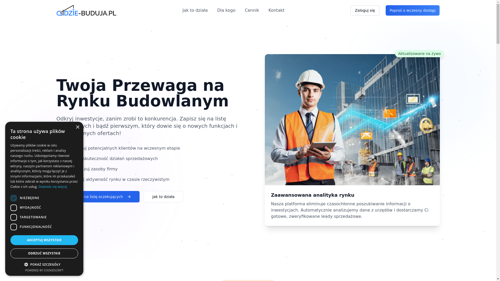 website screenshot of https://gdzie-buduja-landing.pages.dev/