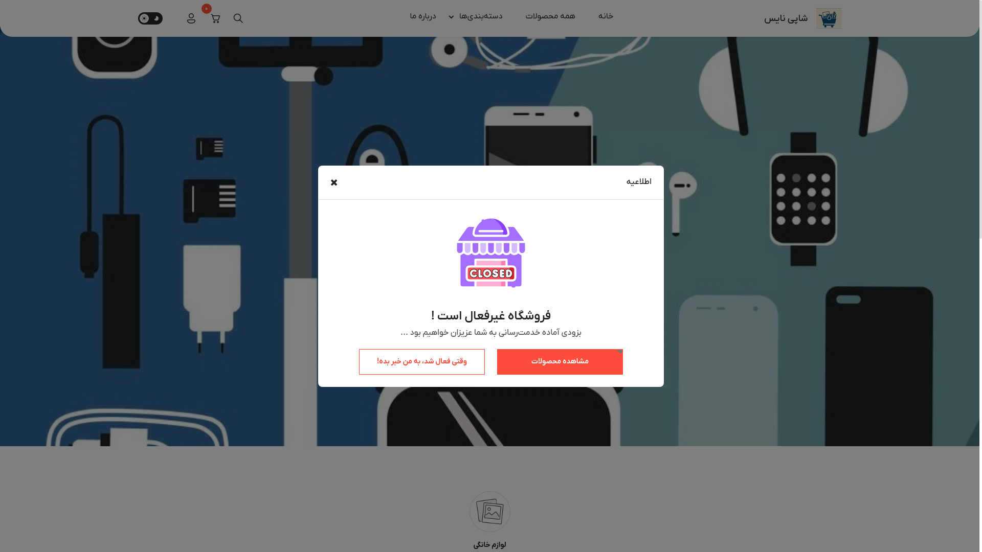 website screenshot of https://shopinice.ir/
