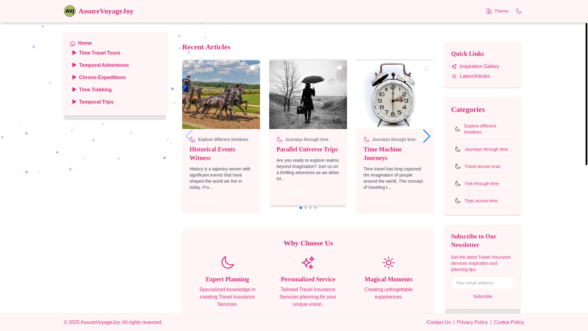 website screenshot of https://assuretraveldelight.xyz/