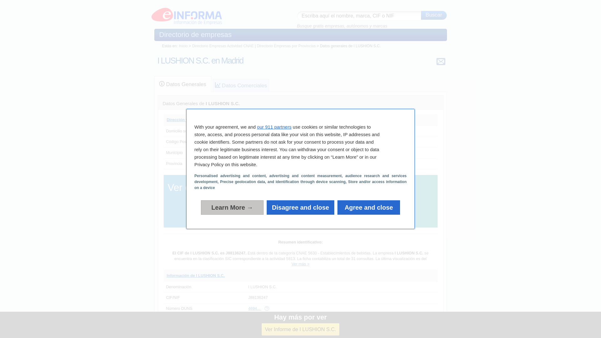website screenshot of https://www.einforma.com/informacion-empresa/lushion