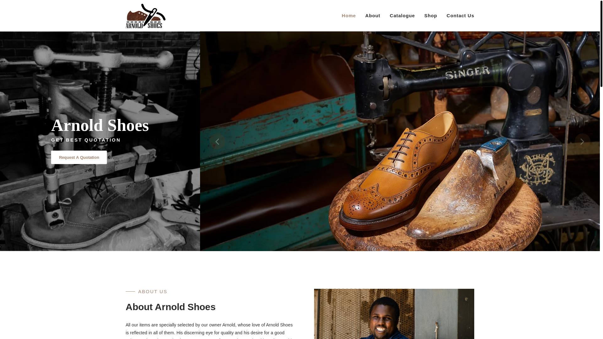website screenshot of https://arnoldshoe.co.za/