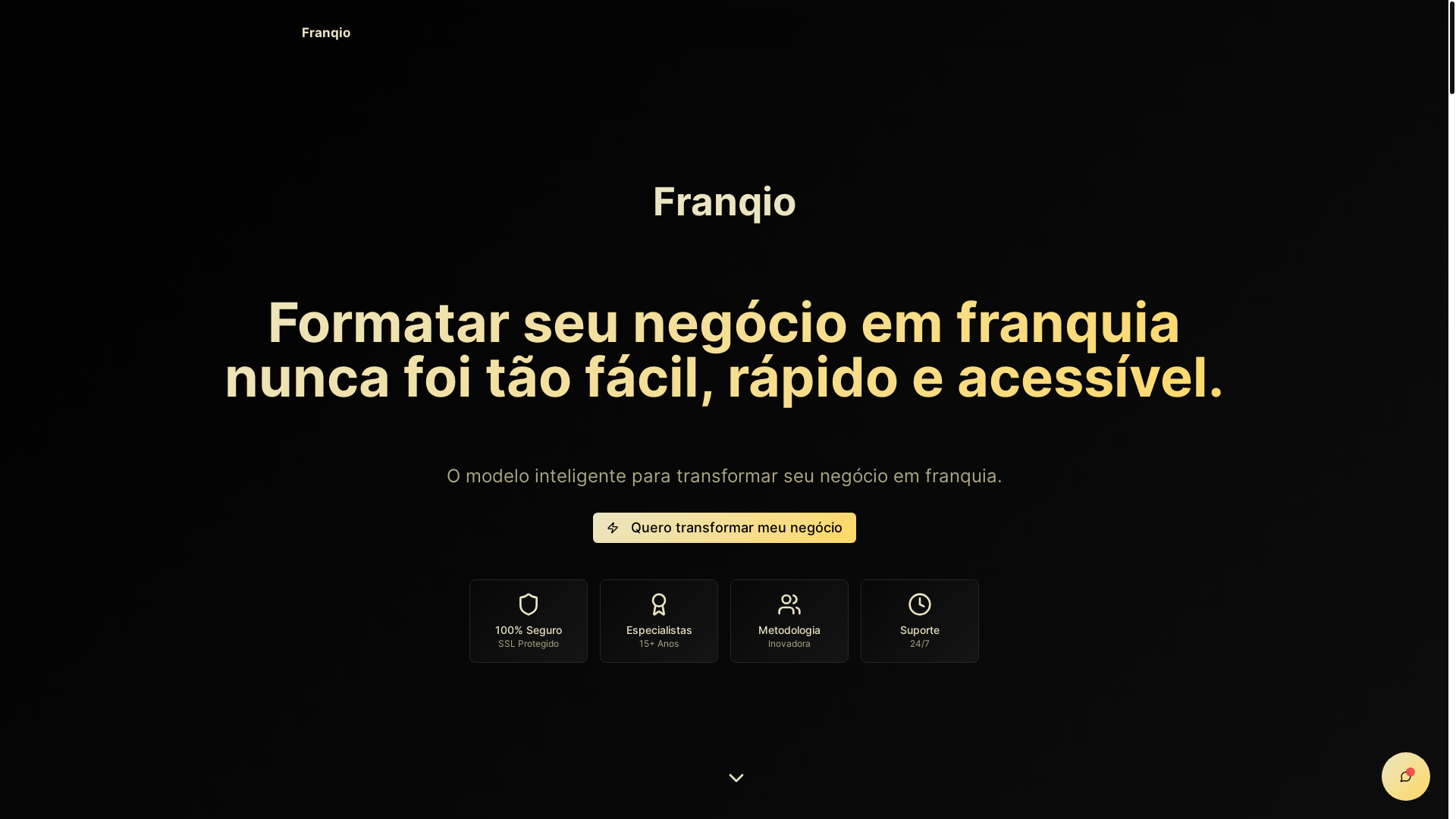 website screenshot of https://franqio.com.br/