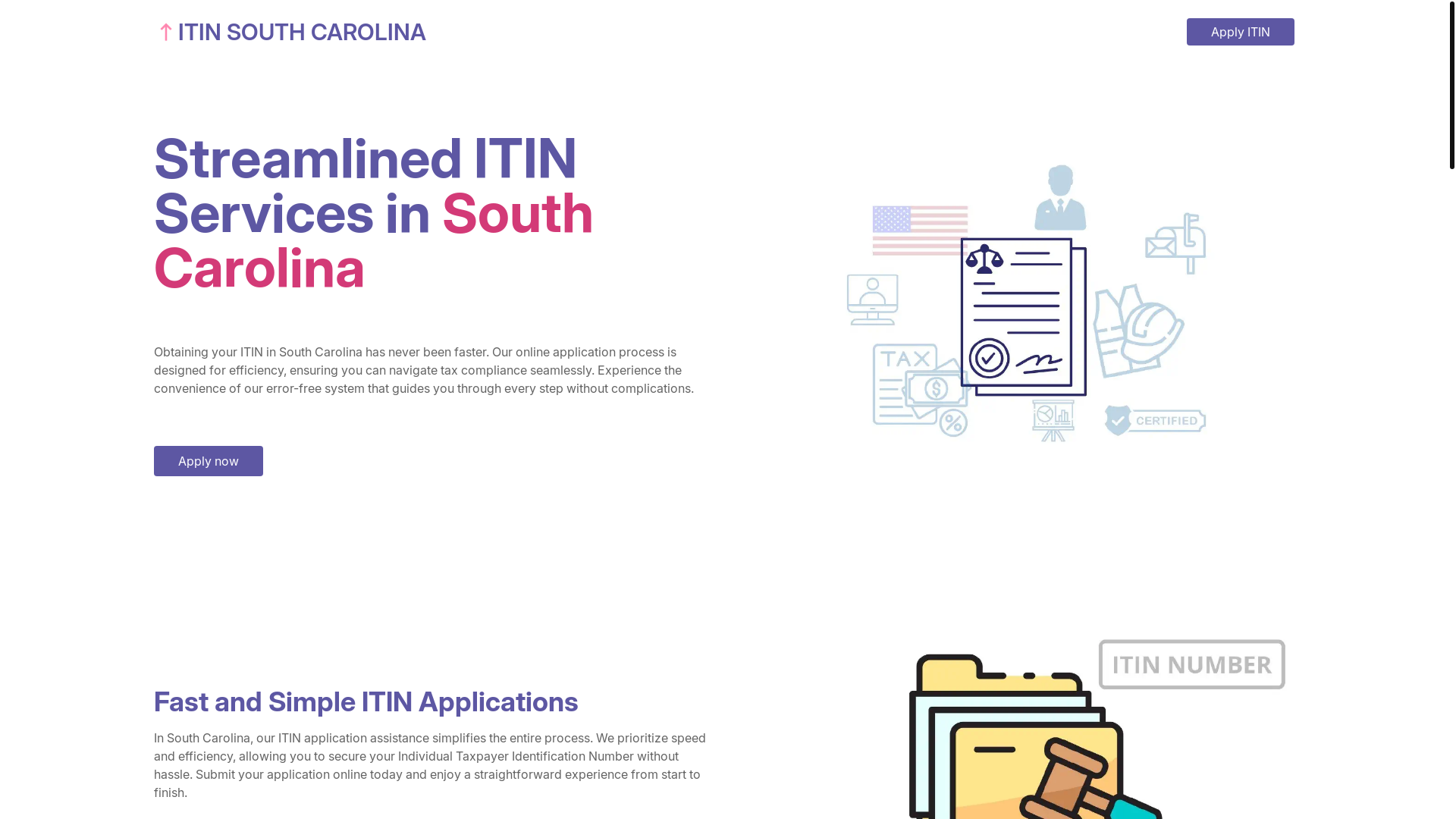 website screenshot of https://itinapplicationsouthcarolina.com/