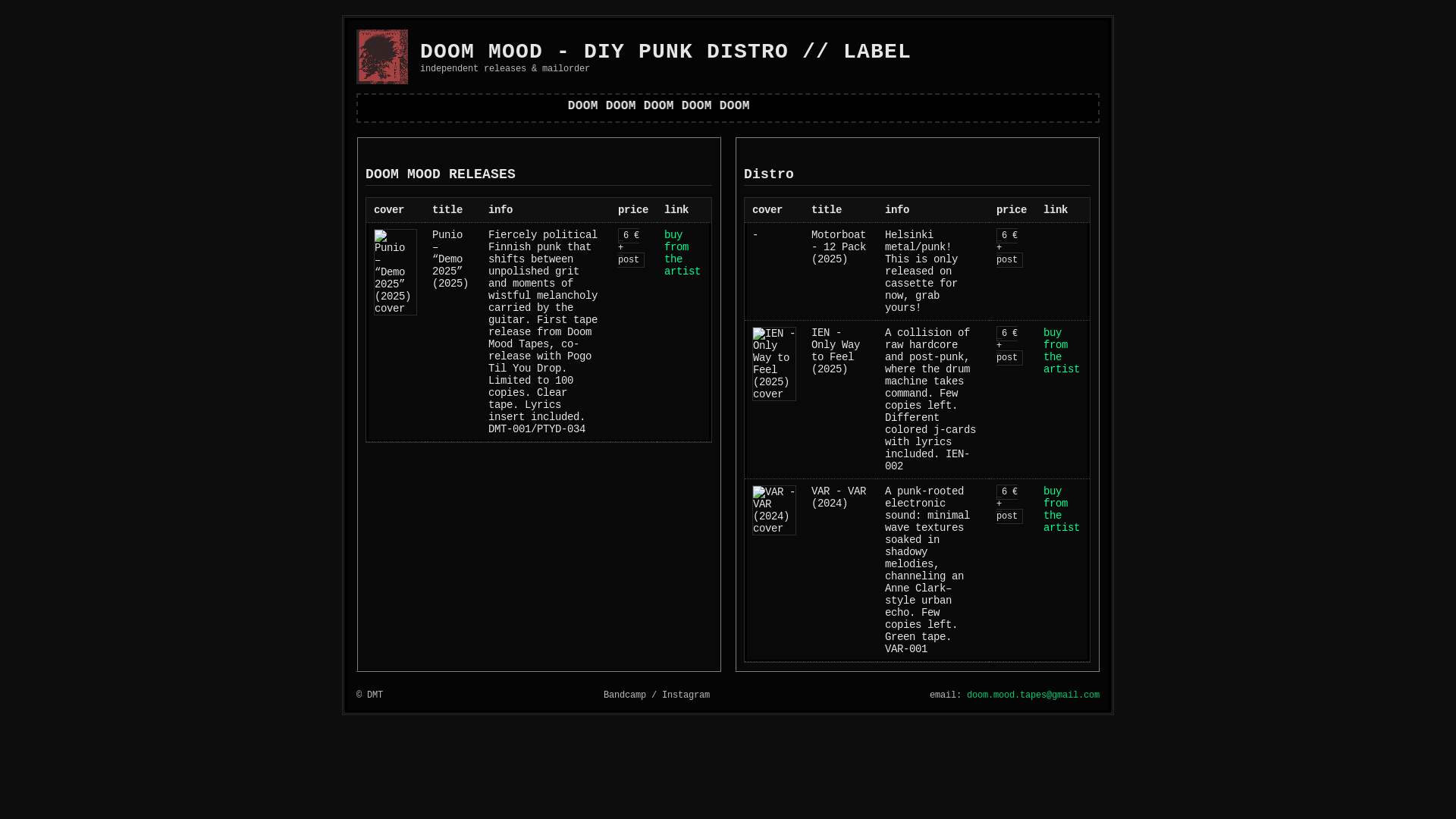 website screenshot of https://doommood.info/