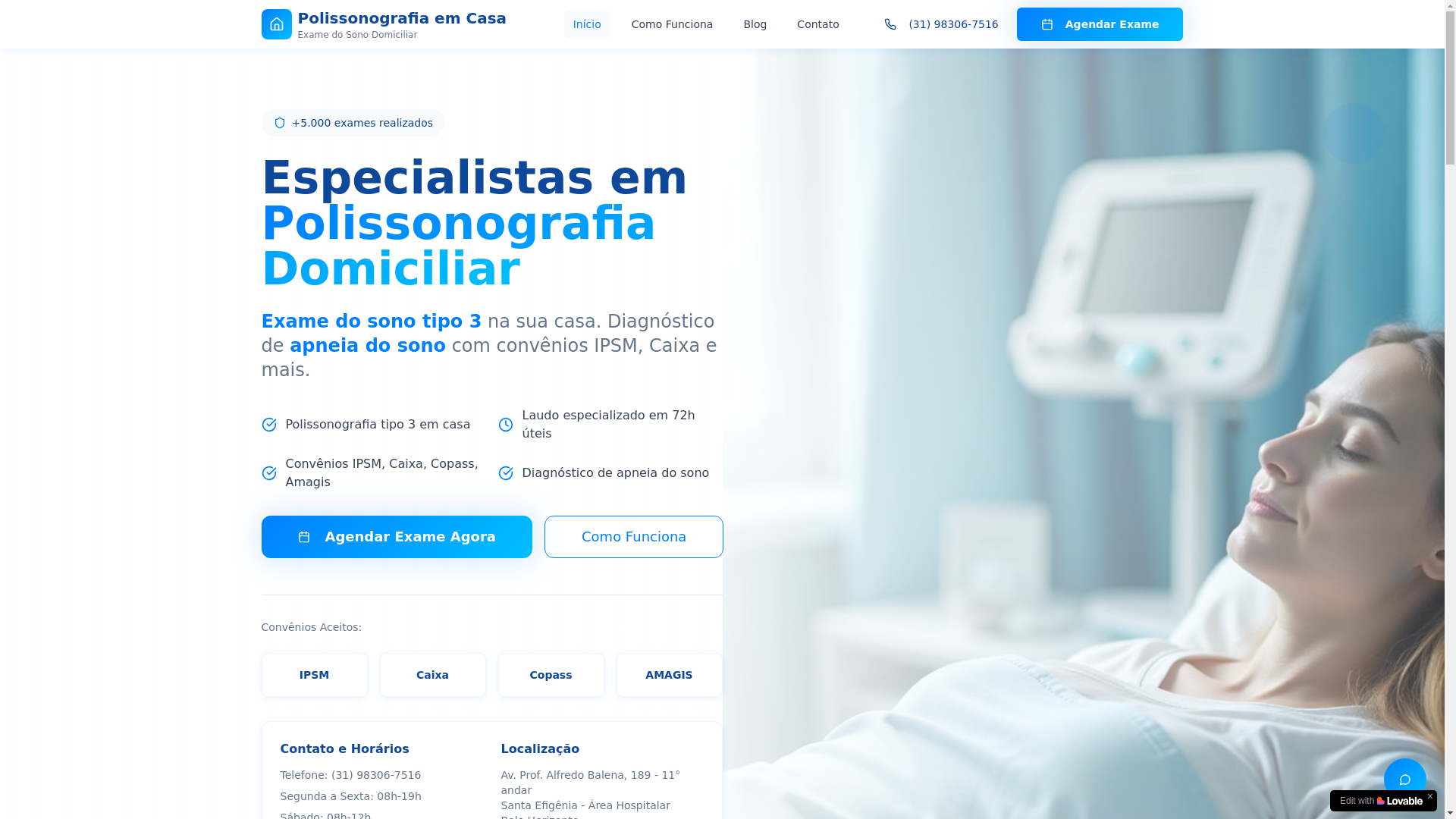 website screenshot of https://polissonografiaemcasa.com.br/