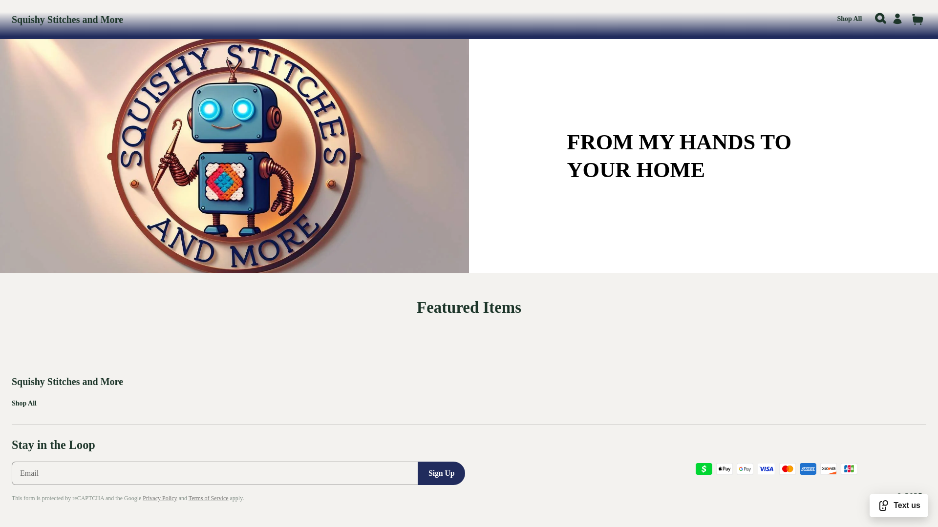 website screenshot of https://squishystitchesandmore.com/