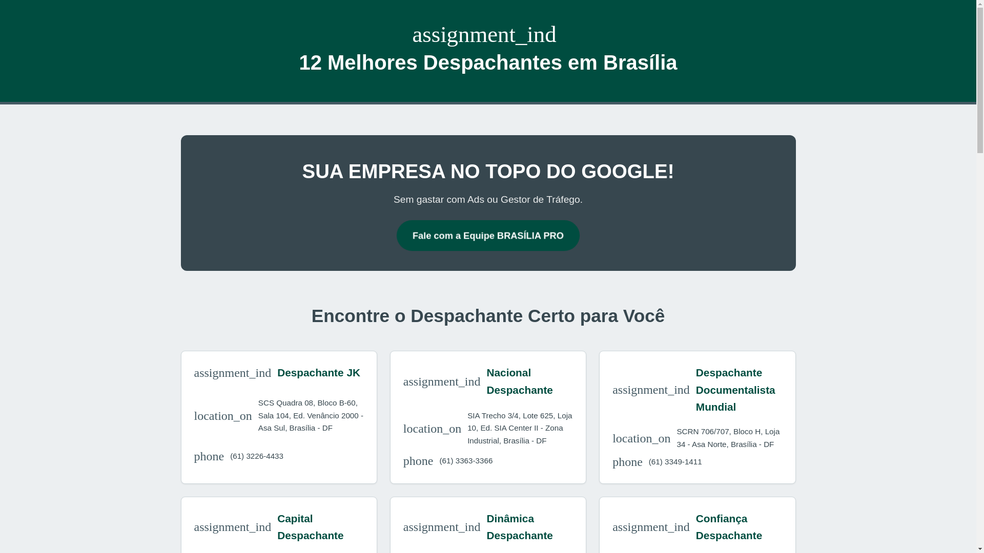 website screenshot of https://despachante-em-brasilia.pages.dev/
