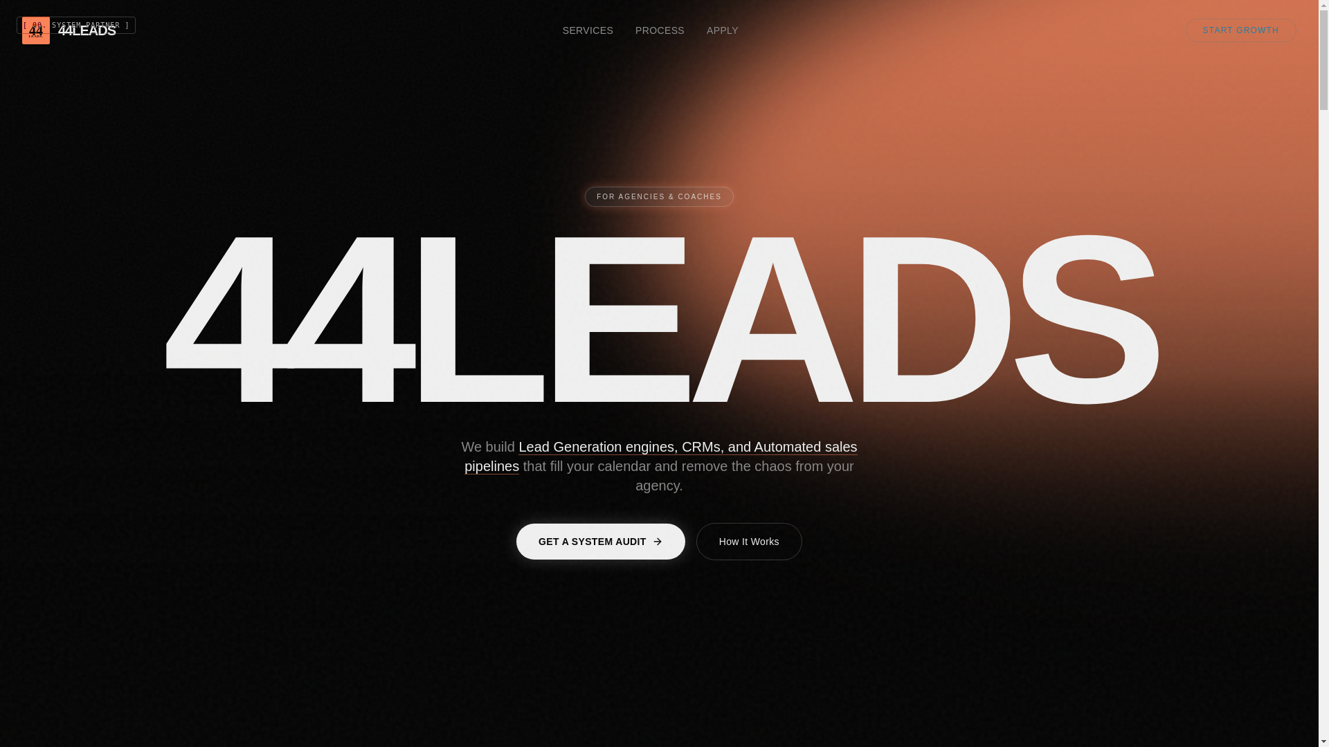 website screenshot of https://44leads.net/