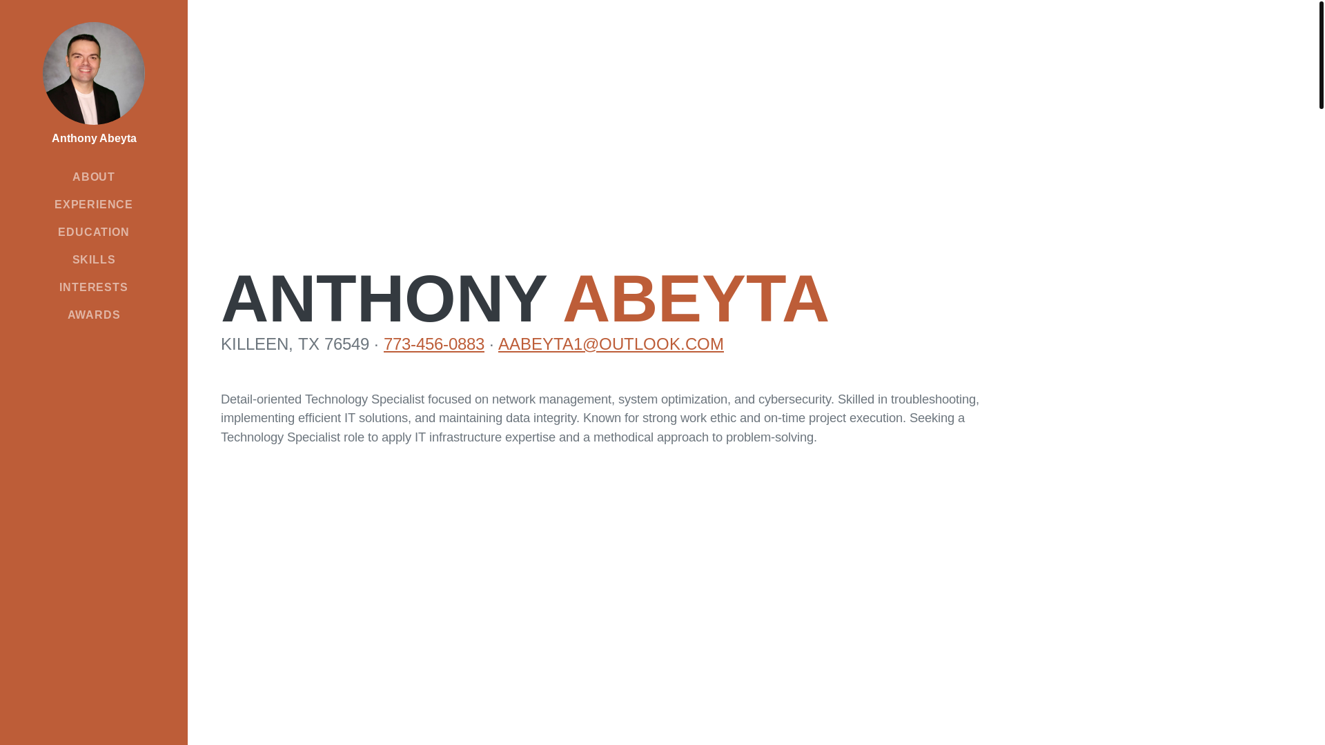 website screenshot of https://abeytaresume.pages.dev/