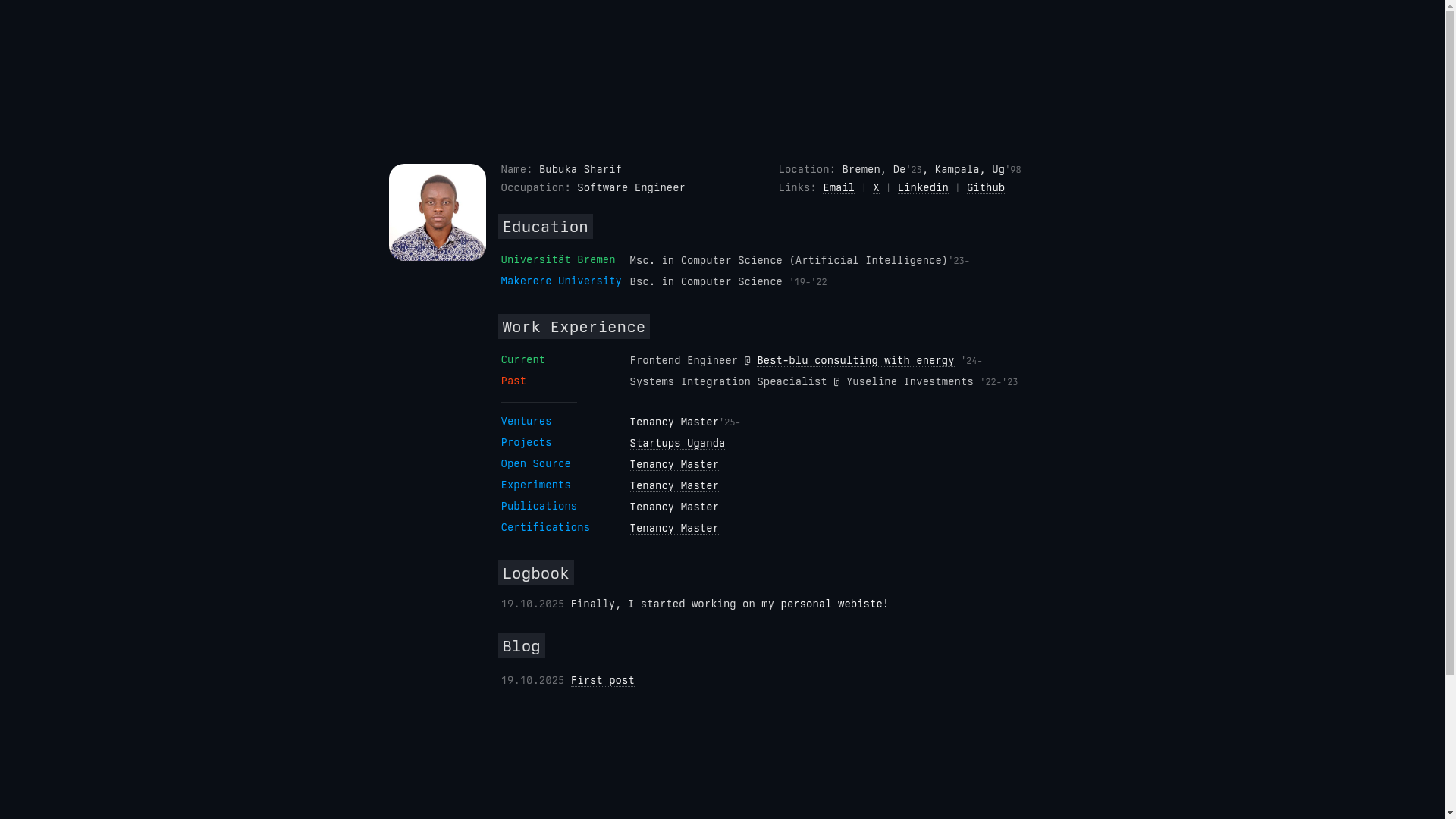 website screenshot of https://sharifbubuka.com/