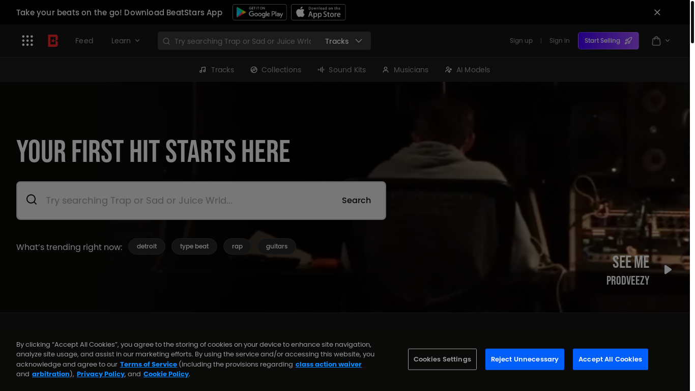 website screenshot of https://beatstars.com/