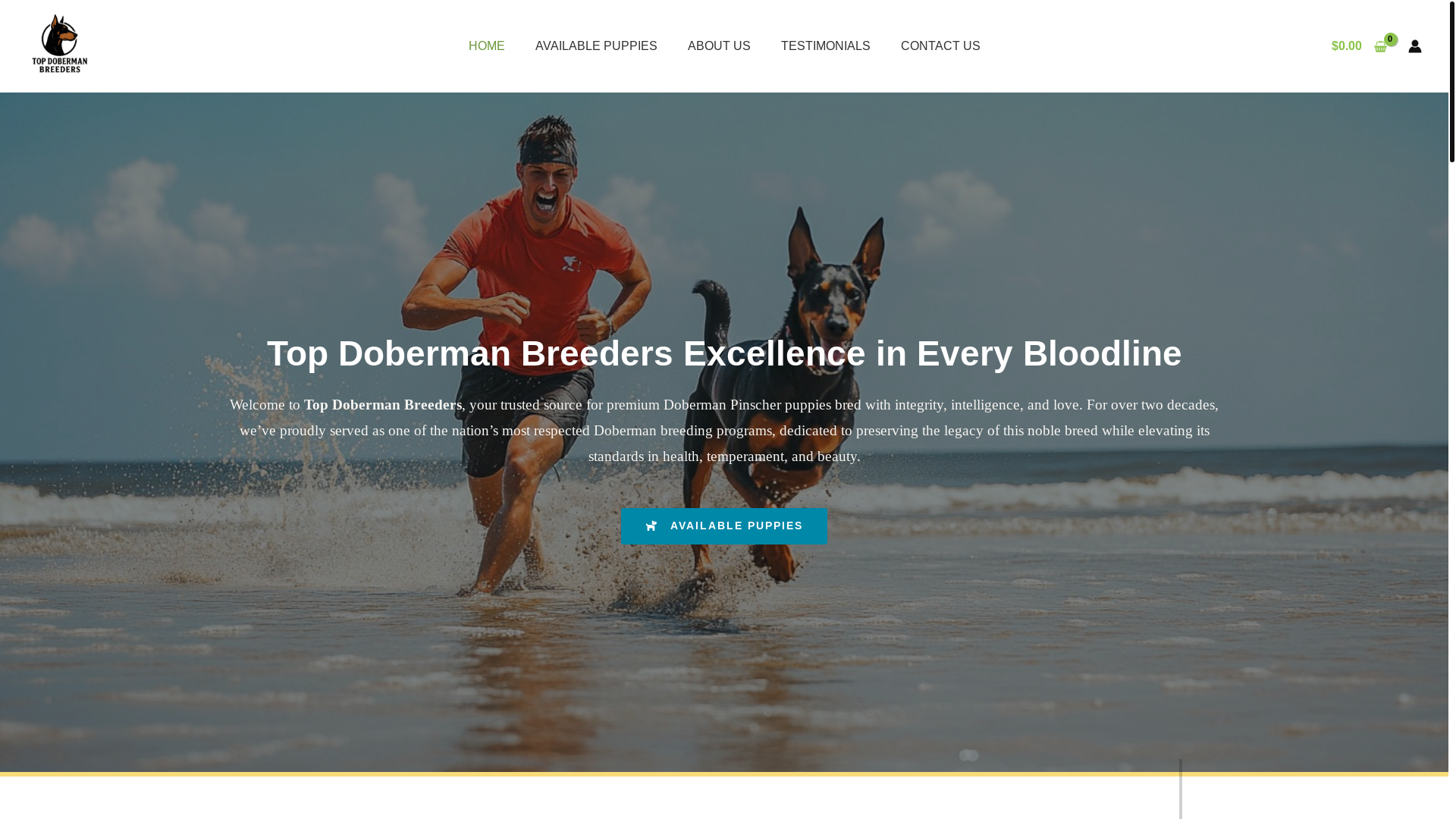 website screenshot of https://topdobermanbreeders.com/
