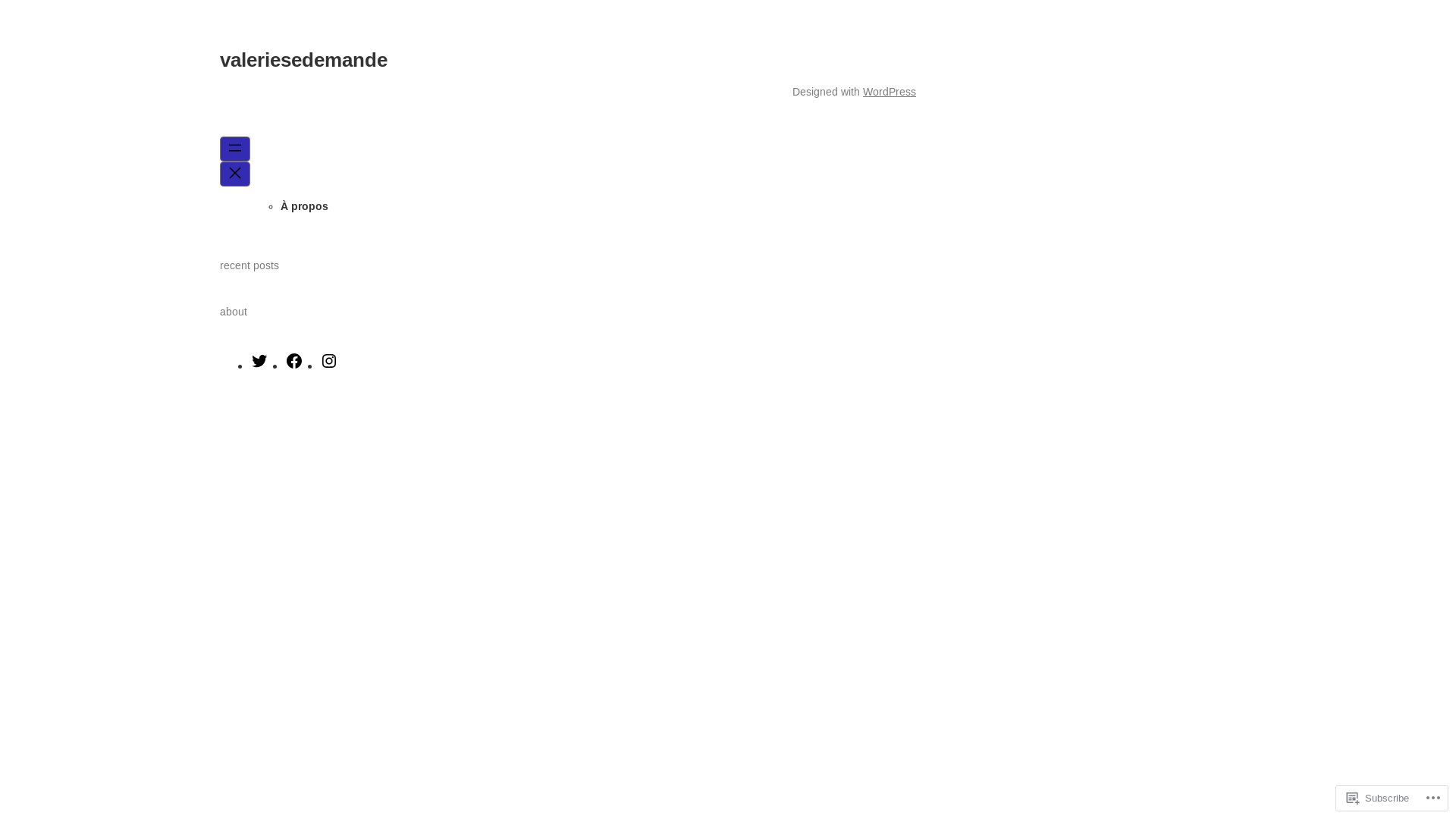website screenshot of https://valeriesedemande.blog/