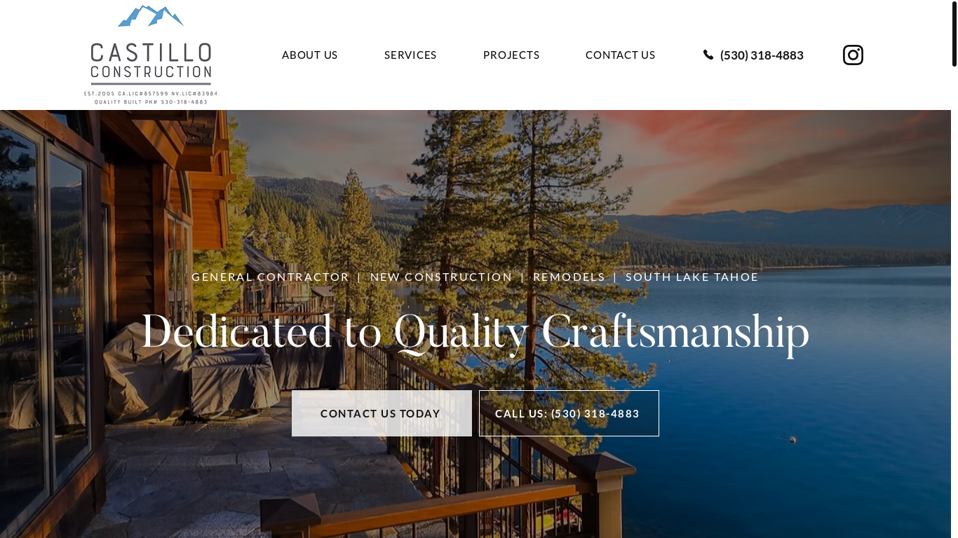website screenshot of https://castilloconstructiontahoe.com/