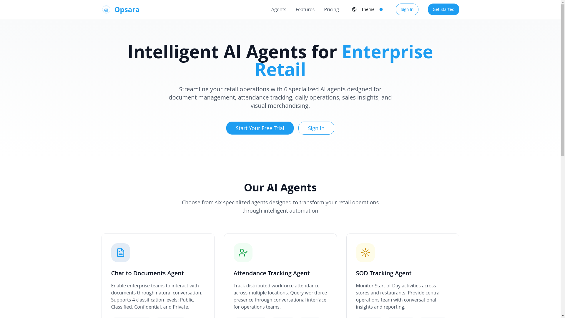 website screenshot of https://opsara.io/
