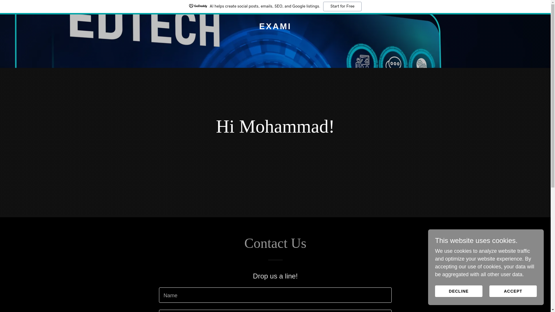 website screenshot of https://exami.app/