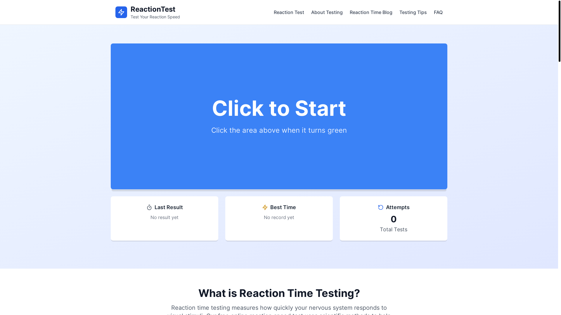 website screenshot of https://reactiontesting.com/