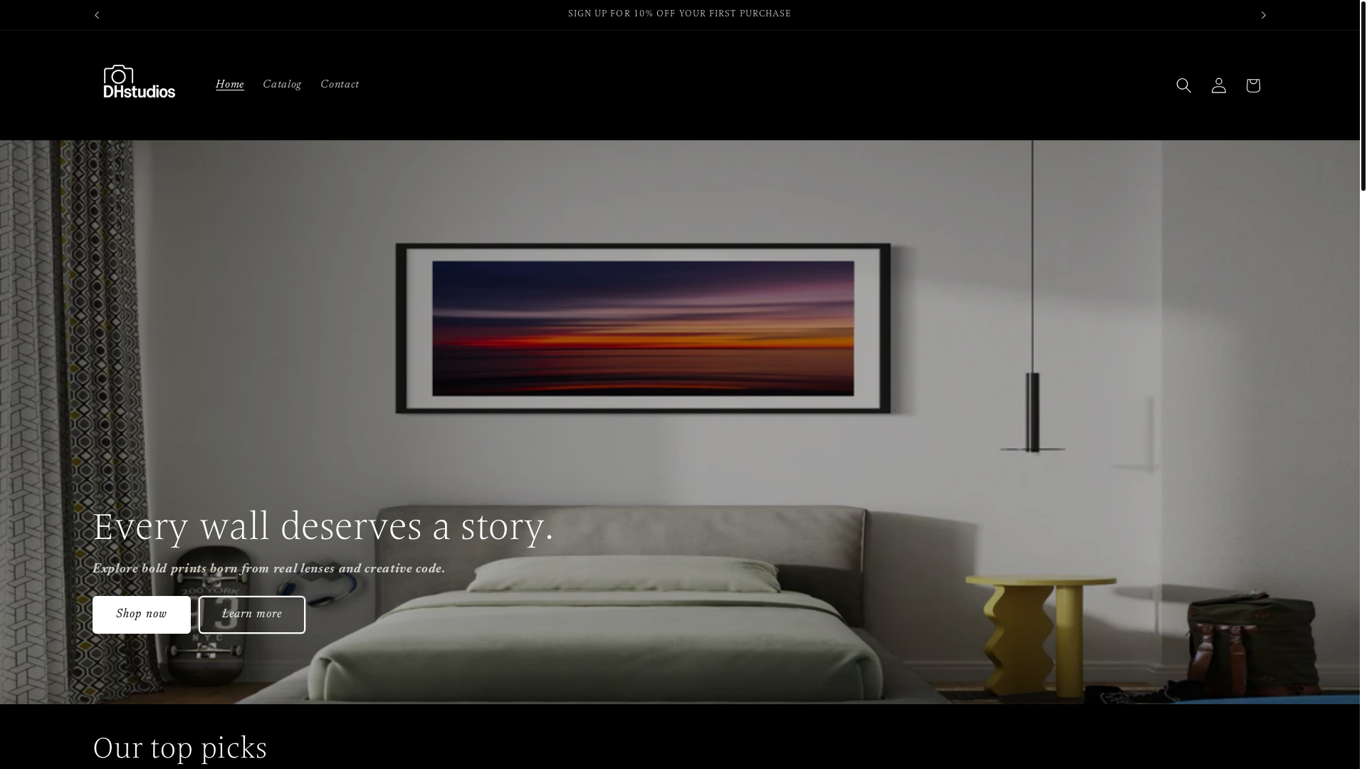 website screenshot of https://dhstudios.shop/