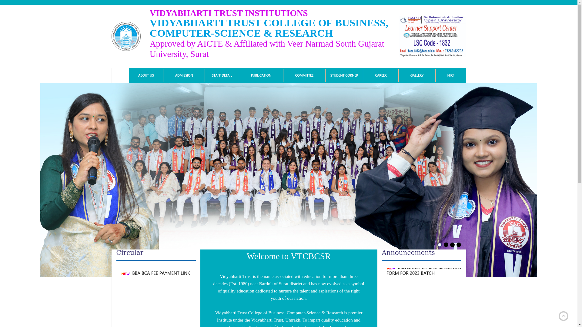 website screenshot of https://vtcbcsr.edu.in/
