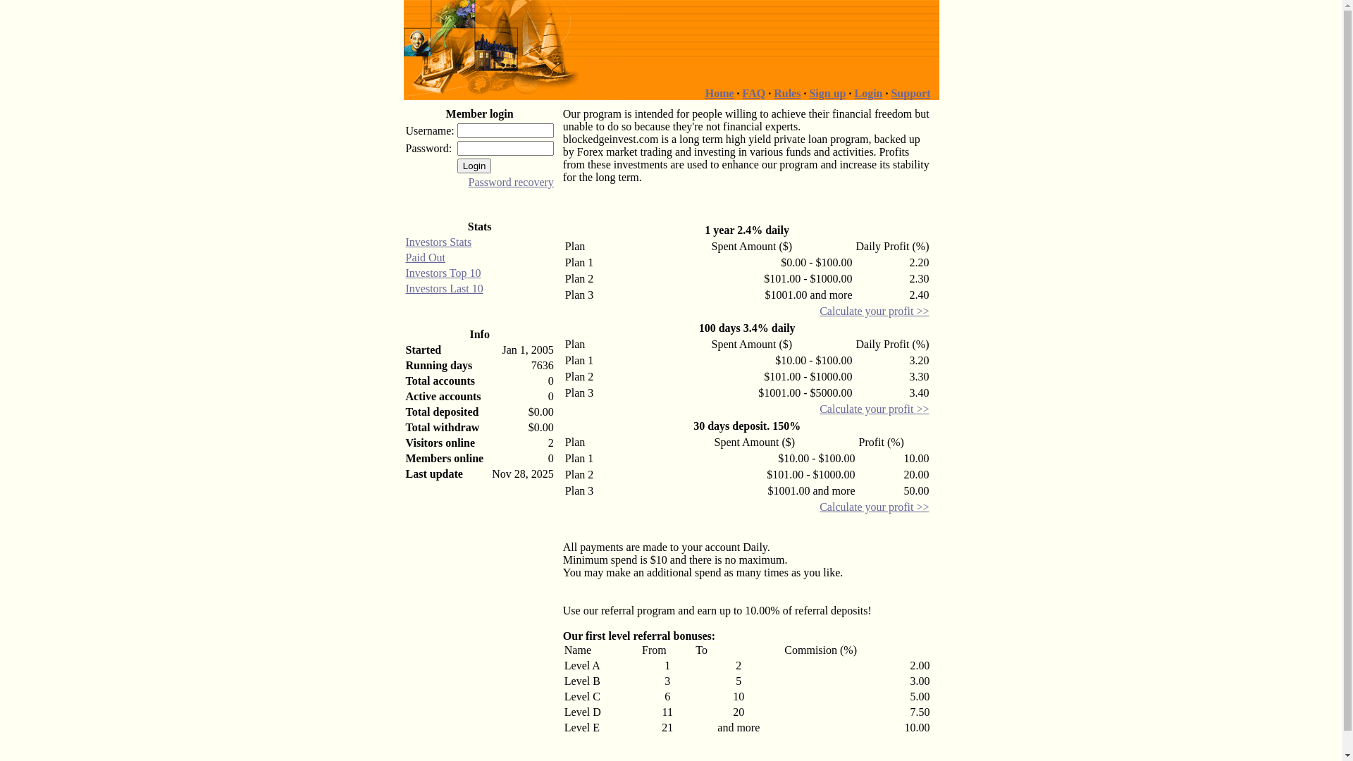 website screenshot of https://blockedgeinvest.com/