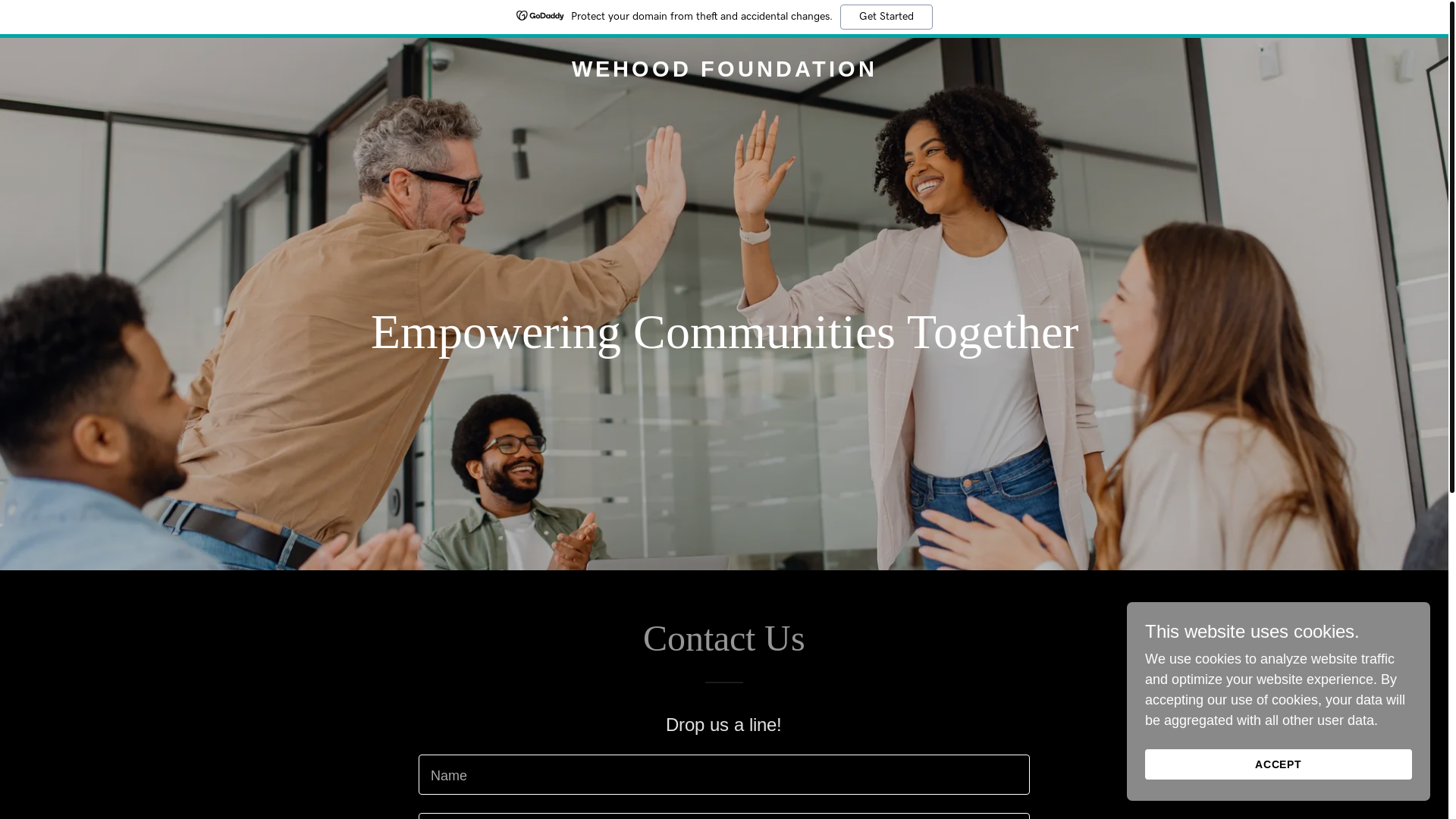 website screenshot of https://wehoodfoundation.org/