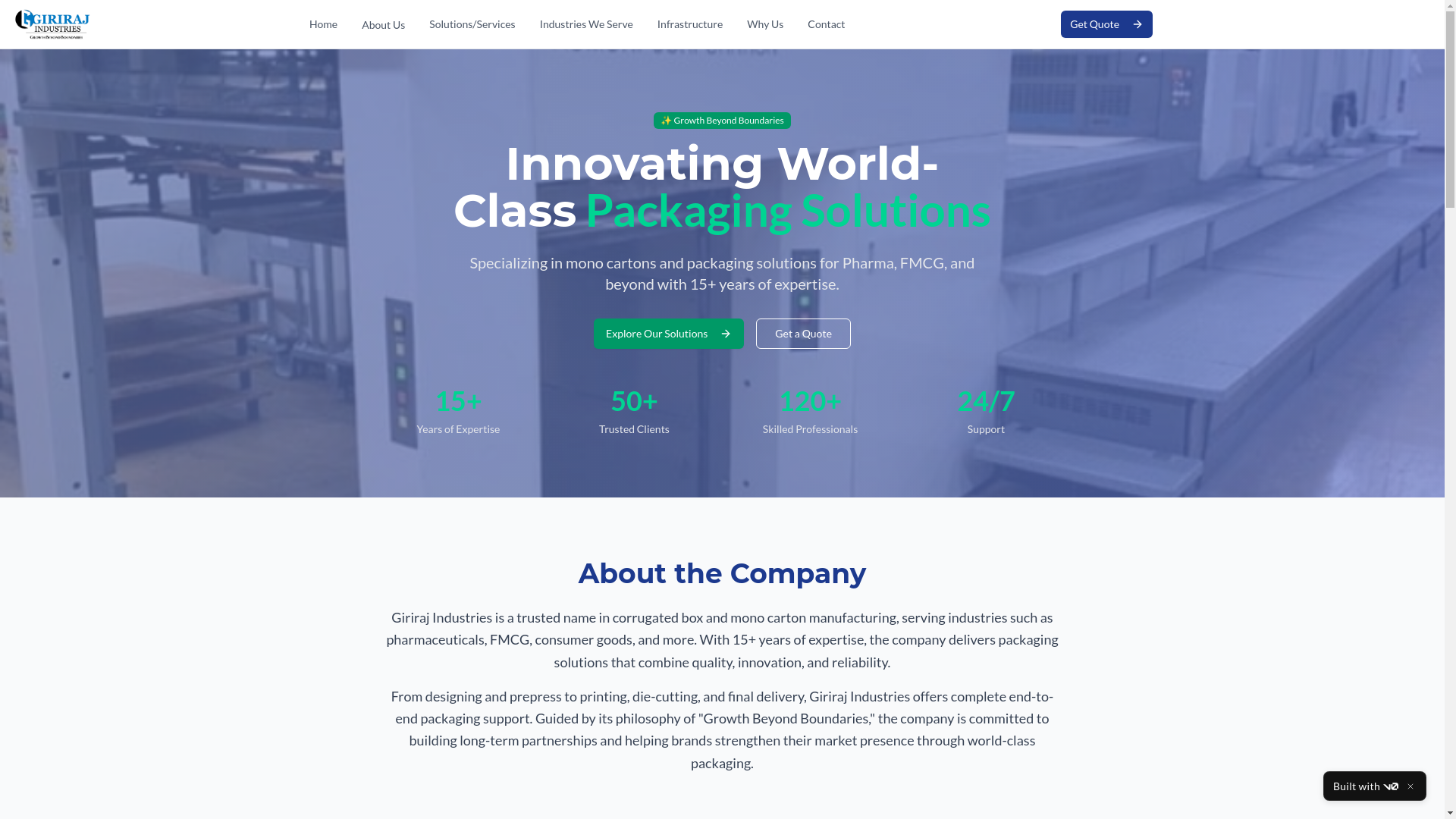 website screenshot of https://girirajindustries.org/