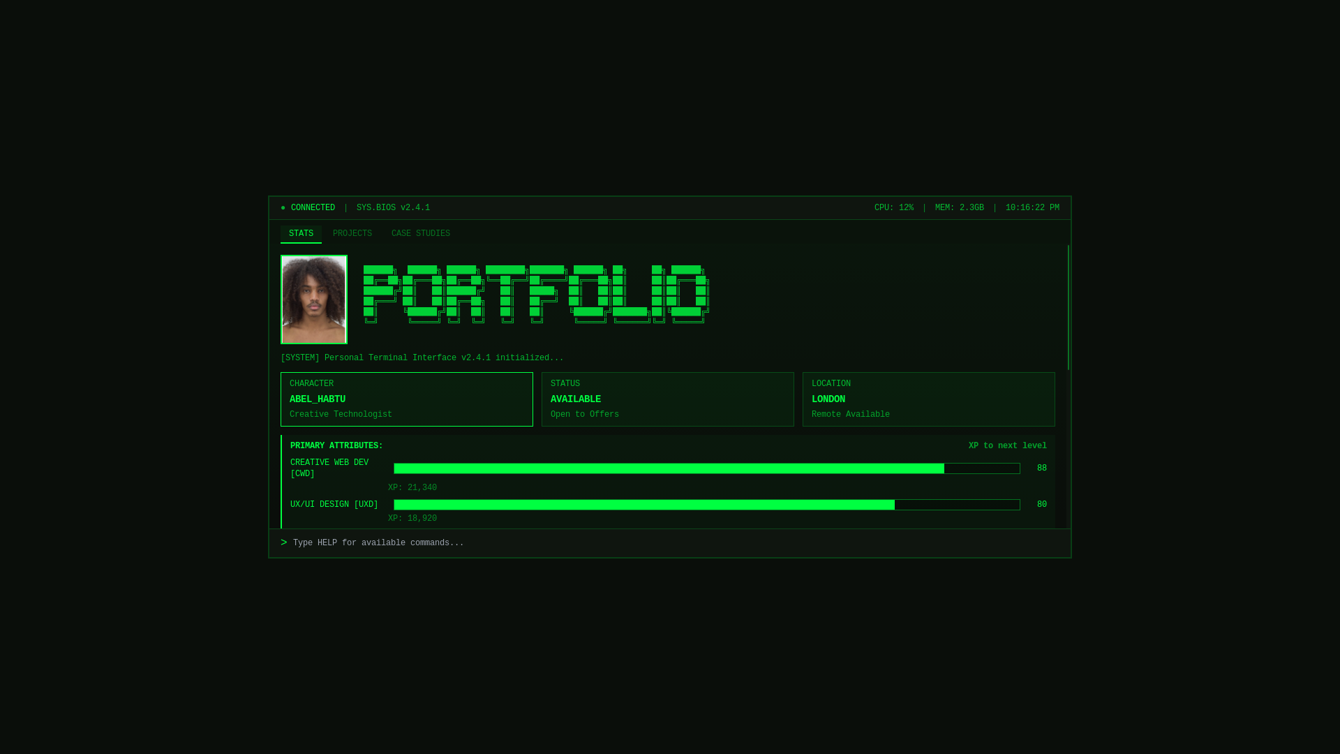 website screenshot of https://abelh.xyz/