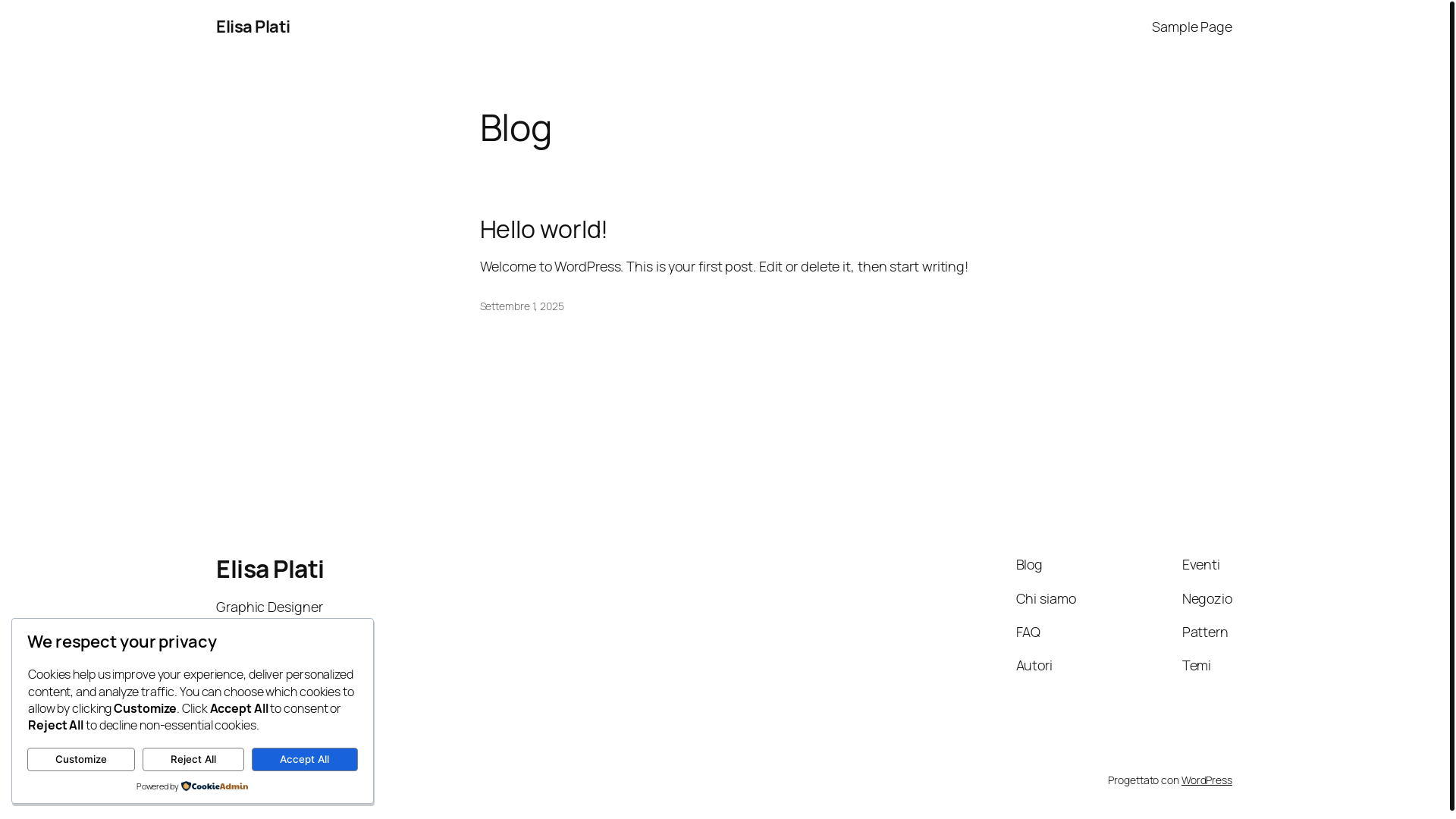 website screenshot of https://elisaplati.it/