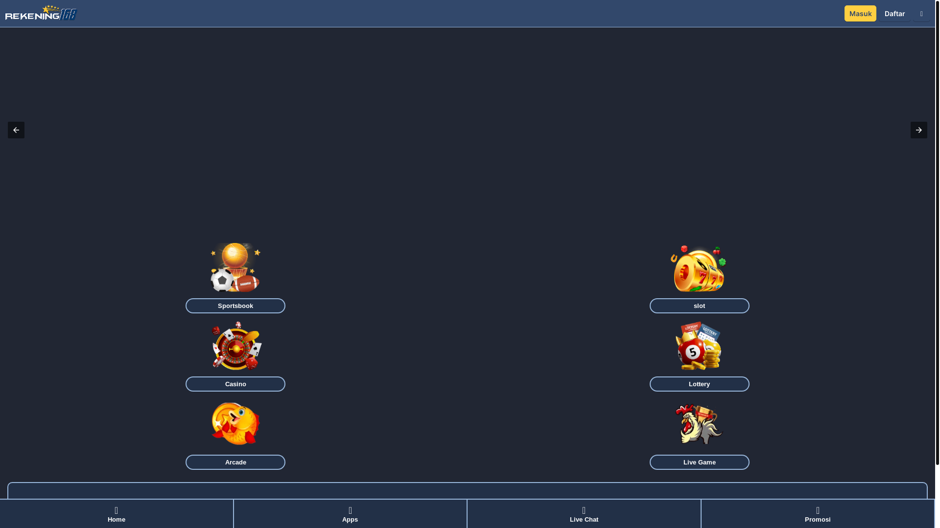 website screenshot of https://rekening168mpvback1.com/