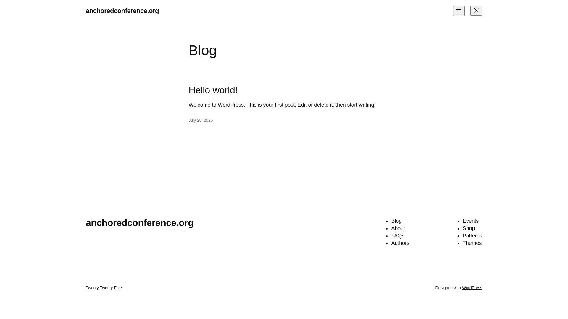 website screenshot of https://anchoredconference.org/